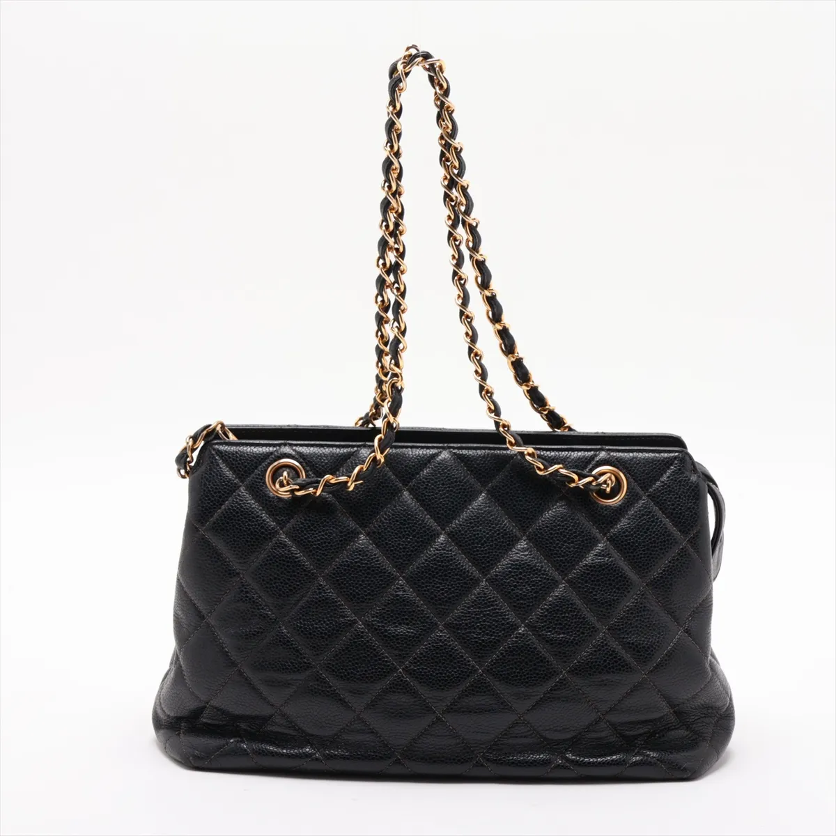 Matelassé Caviar Skin Chain Handbag, Black with Gold Hardware, 3793889 (Random Serial Number) — view 2