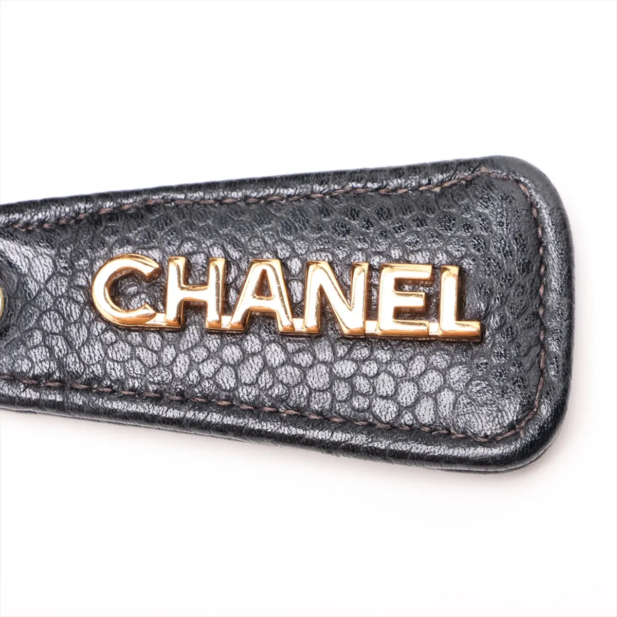 Matelassé Caviar Skin Chain Handbag, Black with Gold Hardware, 3793889 (Random Serial Number) — view 10