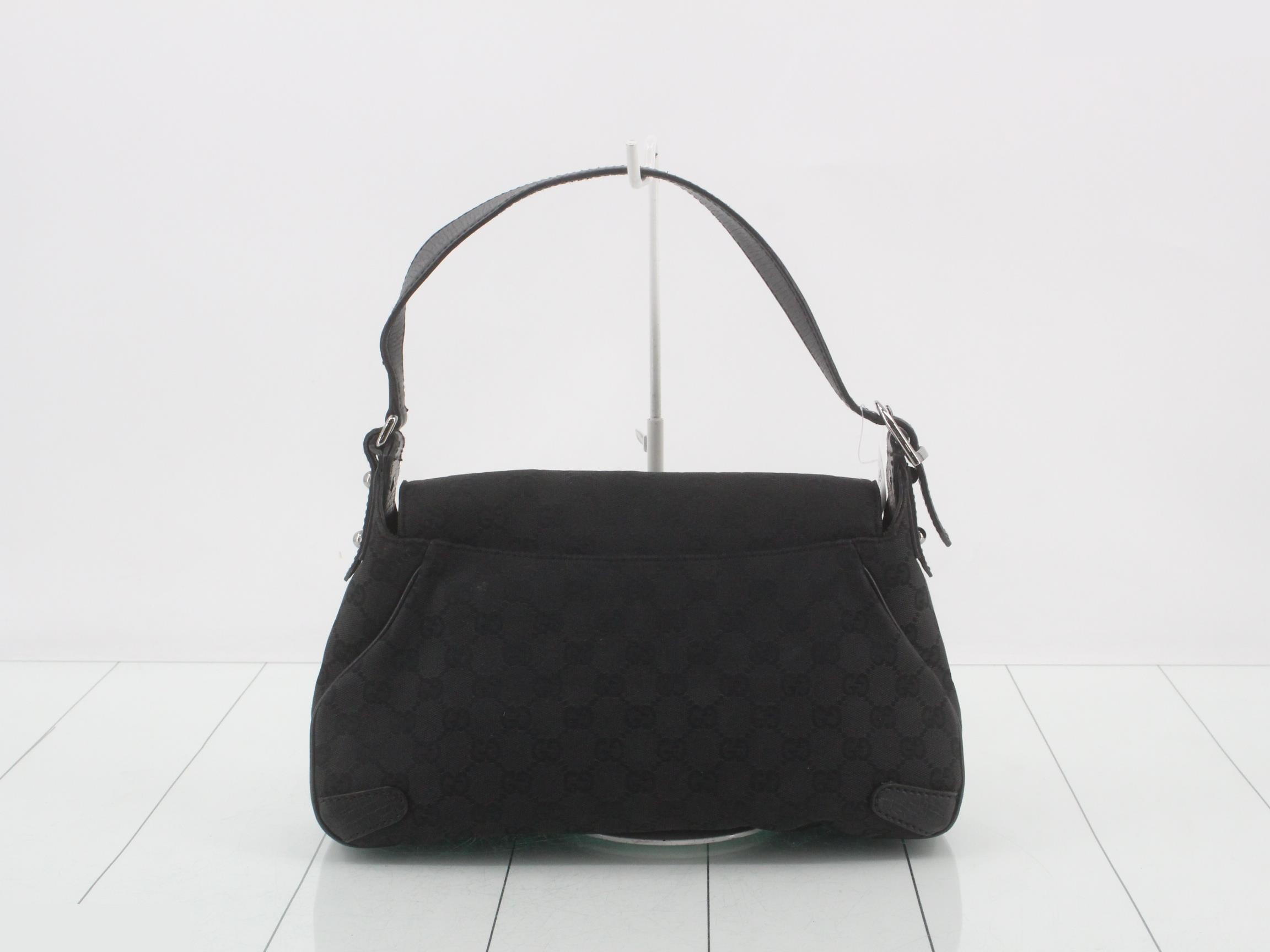 Horsebit One-Shoulder Bag, Black, 114915, 001364 — view 2