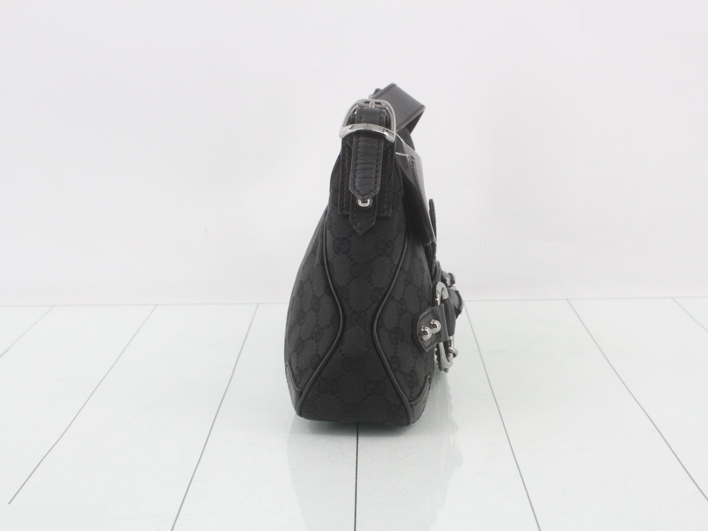 Horsebit One-Shoulder Bag, Black, 114915, 001364 — view 4