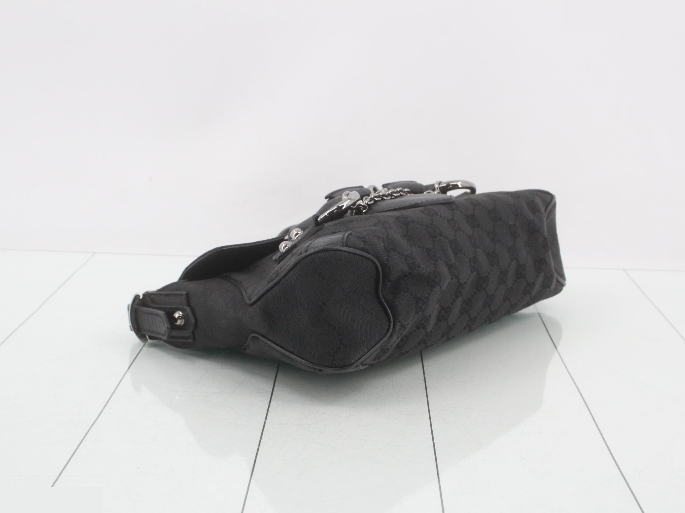 Horsebit One-Shoulder Bag, Black, 114915, 001364 — view 5