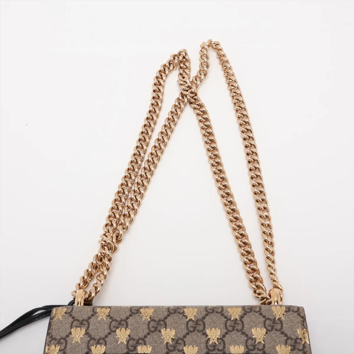 GG Supreme Padlock 409487 PVC x Leather Chain Shoulder Bag Beige x Black — view 6