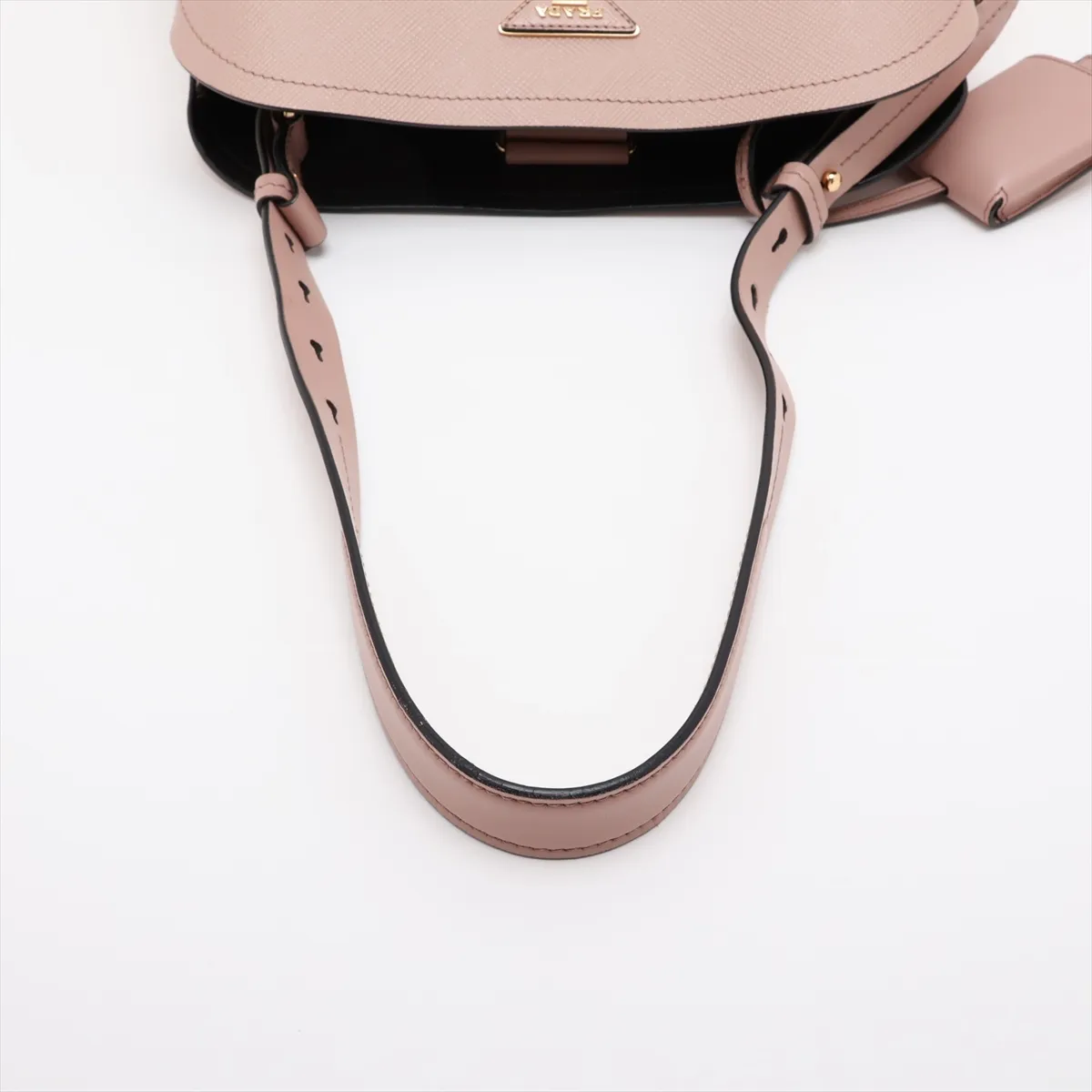 Saffiano Cuir 1BA251 Leather 2-Way Shoulder Bag, Pink Beige — view 5
