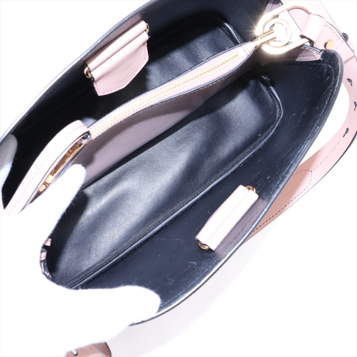 Saffiano Cuir 1BA251 Leather 2-Way Shoulder Bag, Pink Beige — view 9