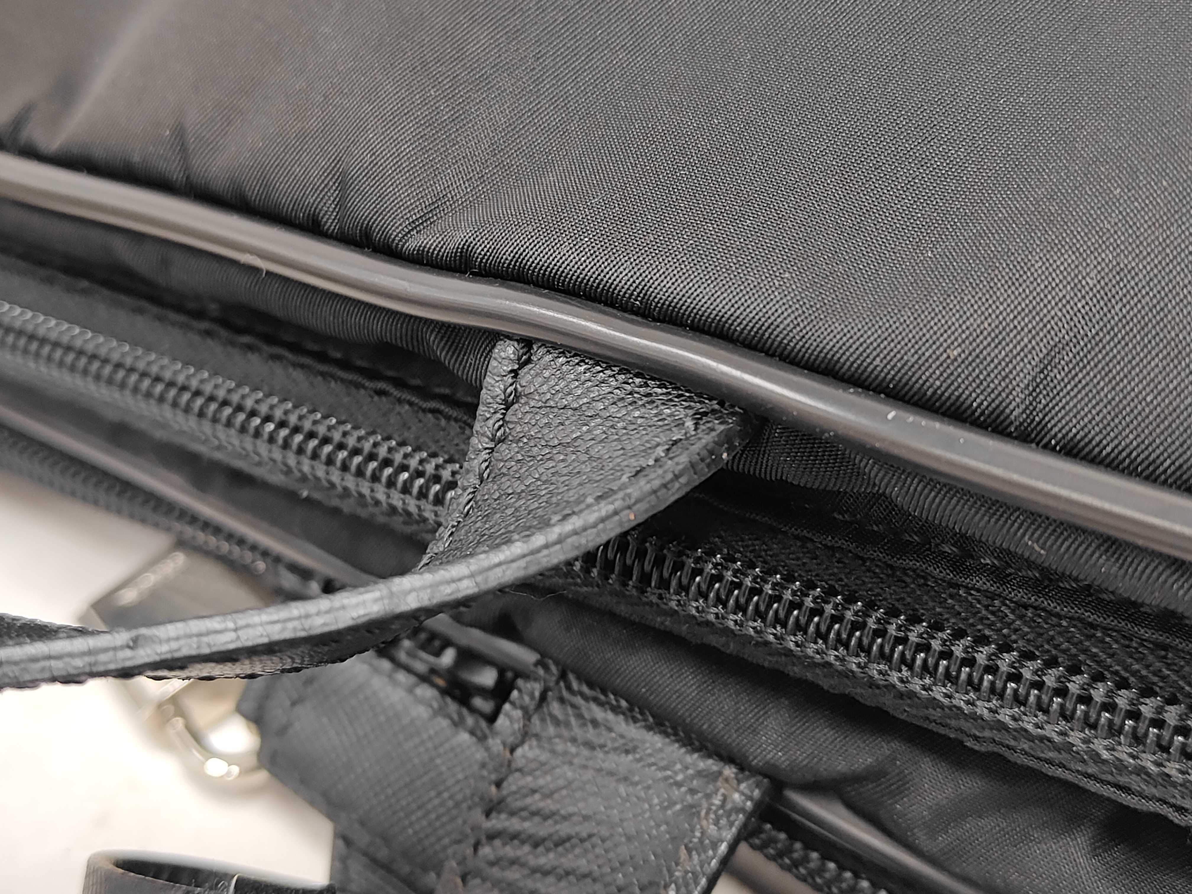 Nylon Leather Business Shoulder Bag, Black, with Serial Number Card, Padlock, Key Pouch. — view 6