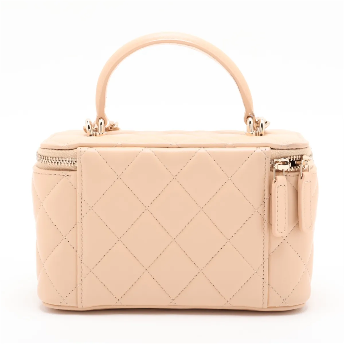 Matelassé Lambskin Chain Shoulder Bag Vanity Case Beige Gold Hardware C5380LA9 Random Serial Number — view 2