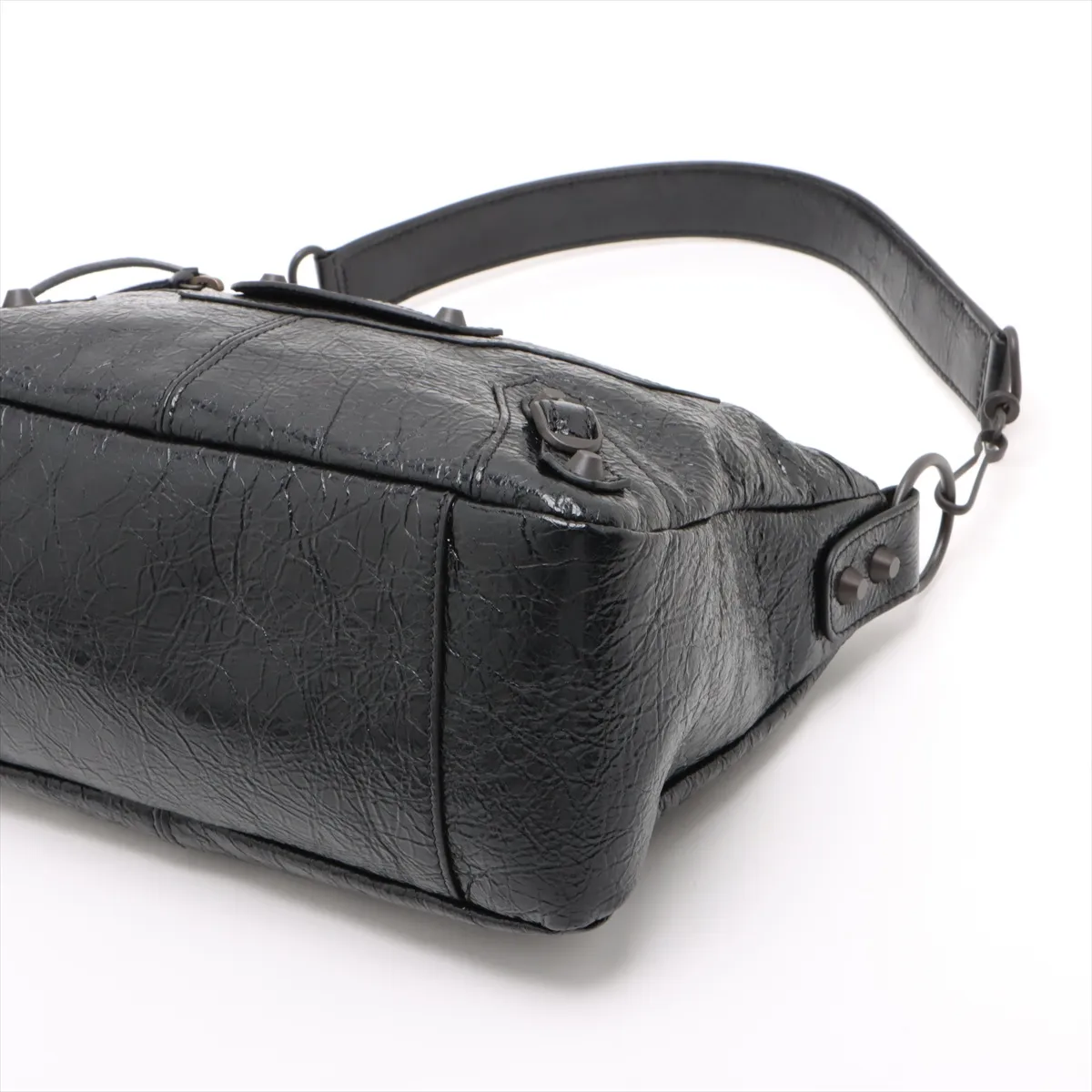 Le City Moto Small Leather 2-Way Shoulder Bag, Black 866057 — view 3
