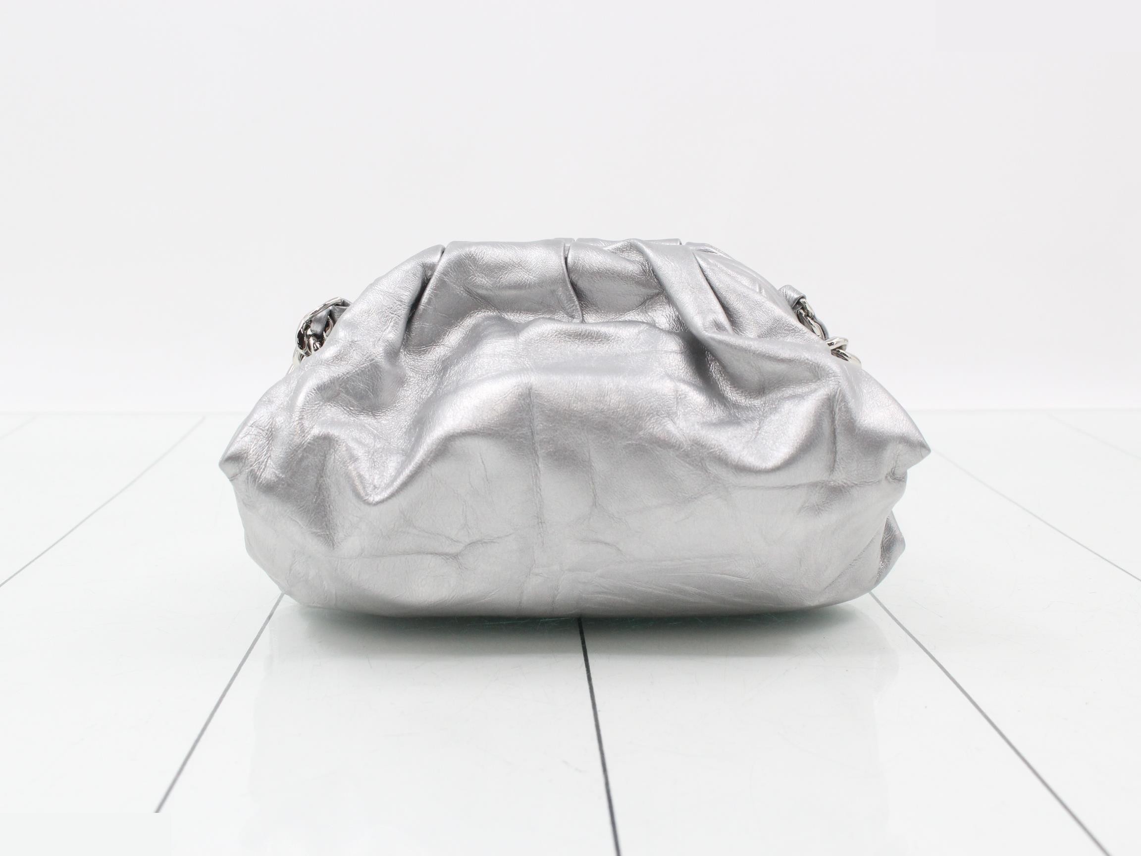 Leather Coco Mark Chain Shoulder Bag, Silver Color — view 2