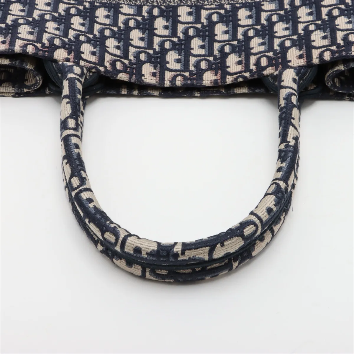 Oblique Book Tote Medium Canvas Tote Bag Navy x Green — view 5