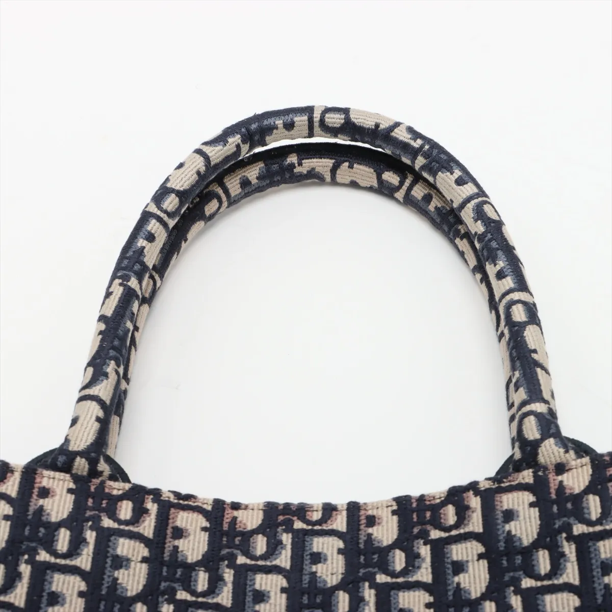 Oblique Book Tote Medium Canvas Tote Bag Navy x Green — view 6