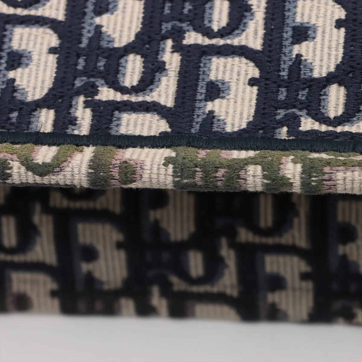 Oblique Book Tote Medium Canvas Tote Bag Navy x Green — view 10