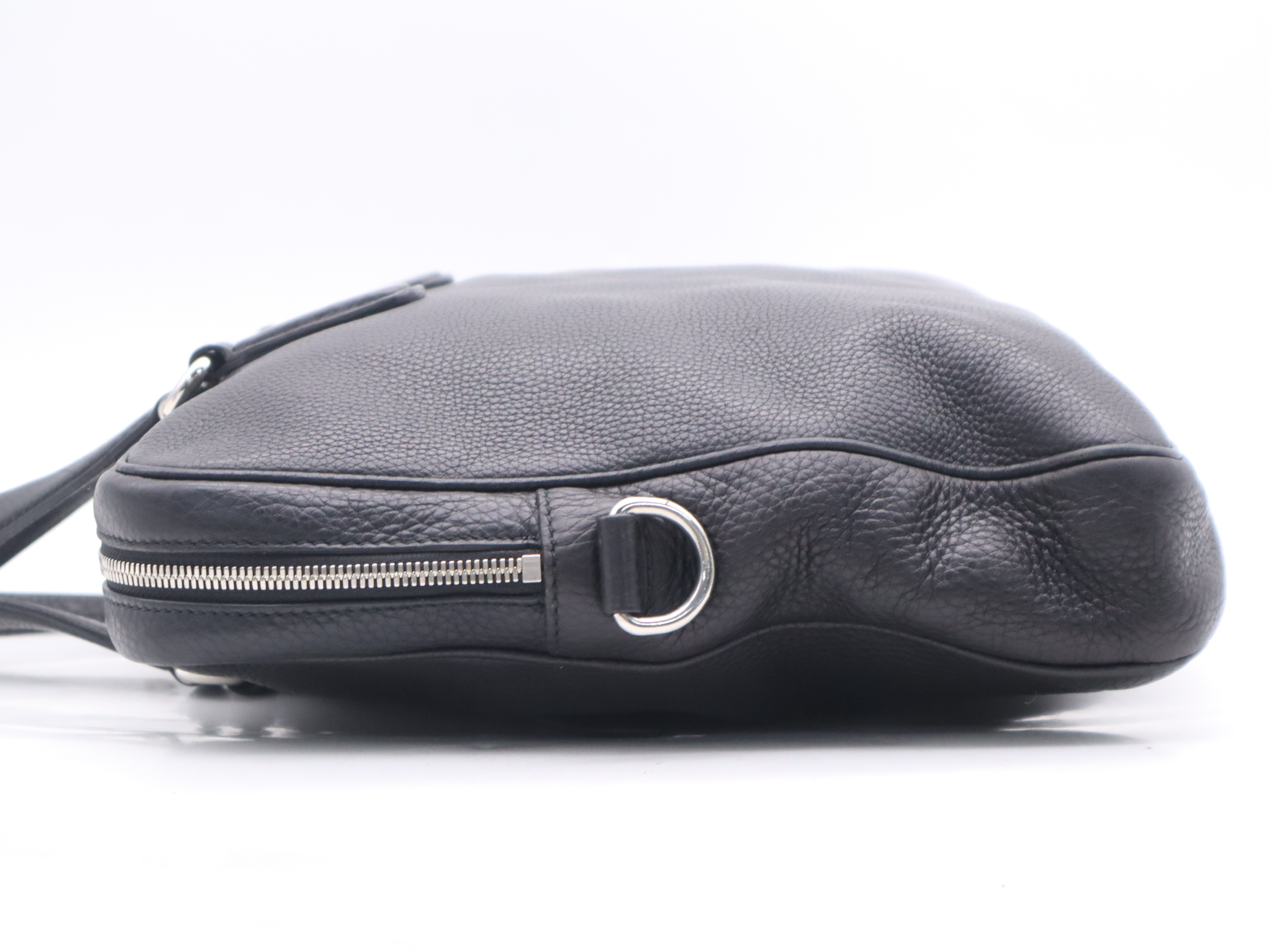 322057 Leather Briefcase with Shoulder Strap, Black, Silver Hardware, Handbag — view 3