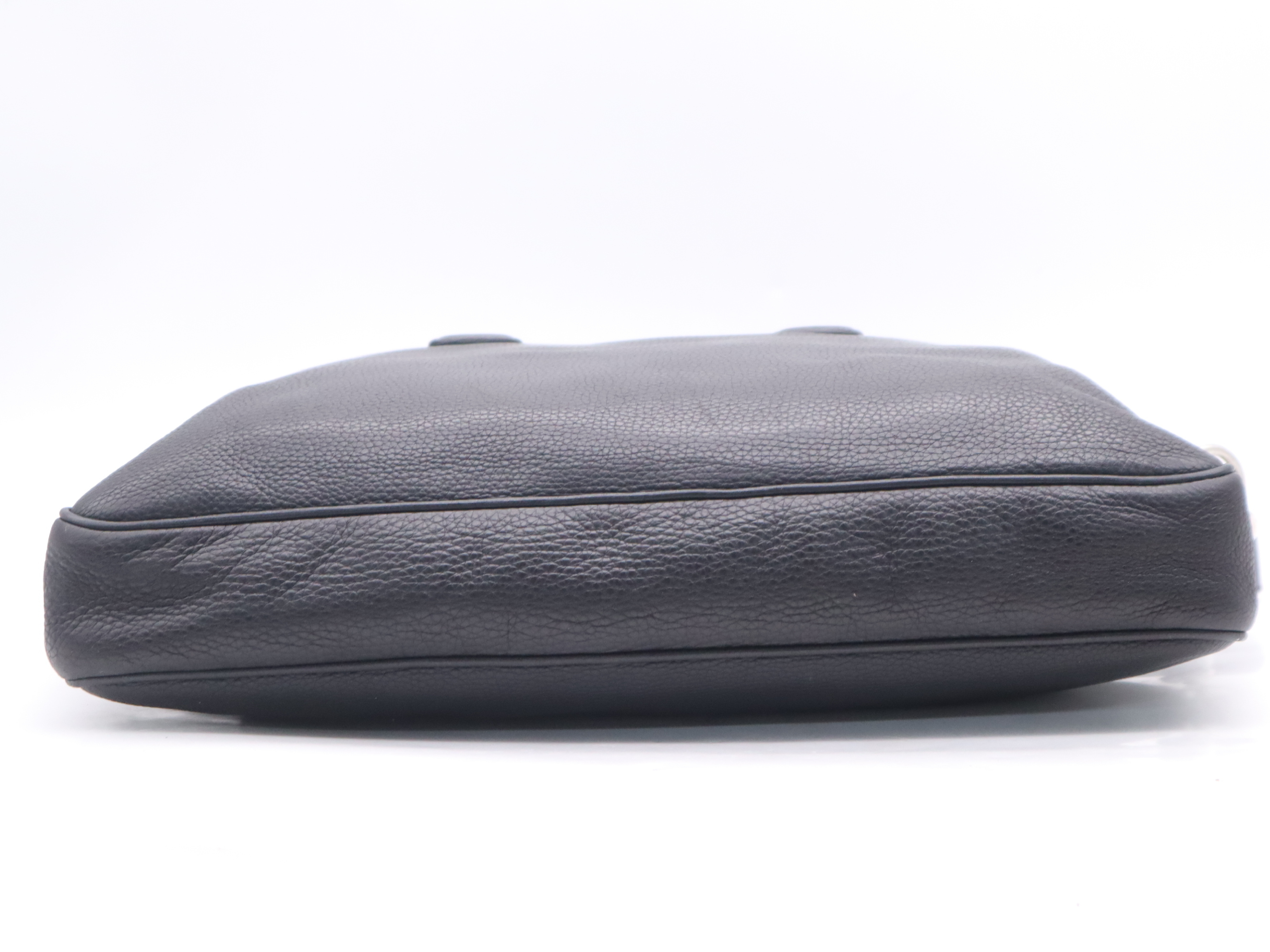 322057 Leather Briefcase with Shoulder Strap, Black, Silver Hardware, Handbag — view 4