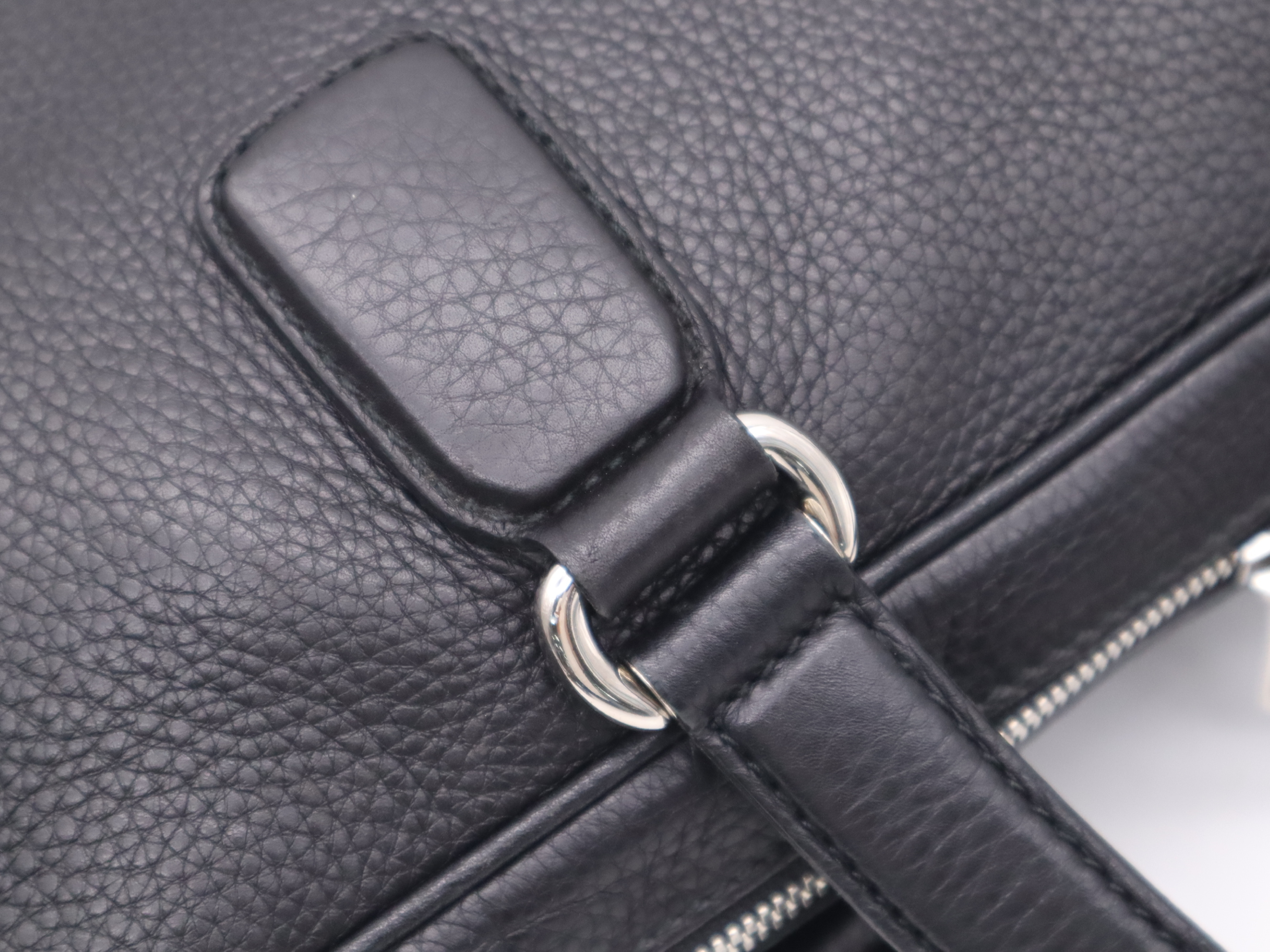 322057 Leather Briefcase with Shoulder Strap, Black, Silver Hardware, Handbag — view 7