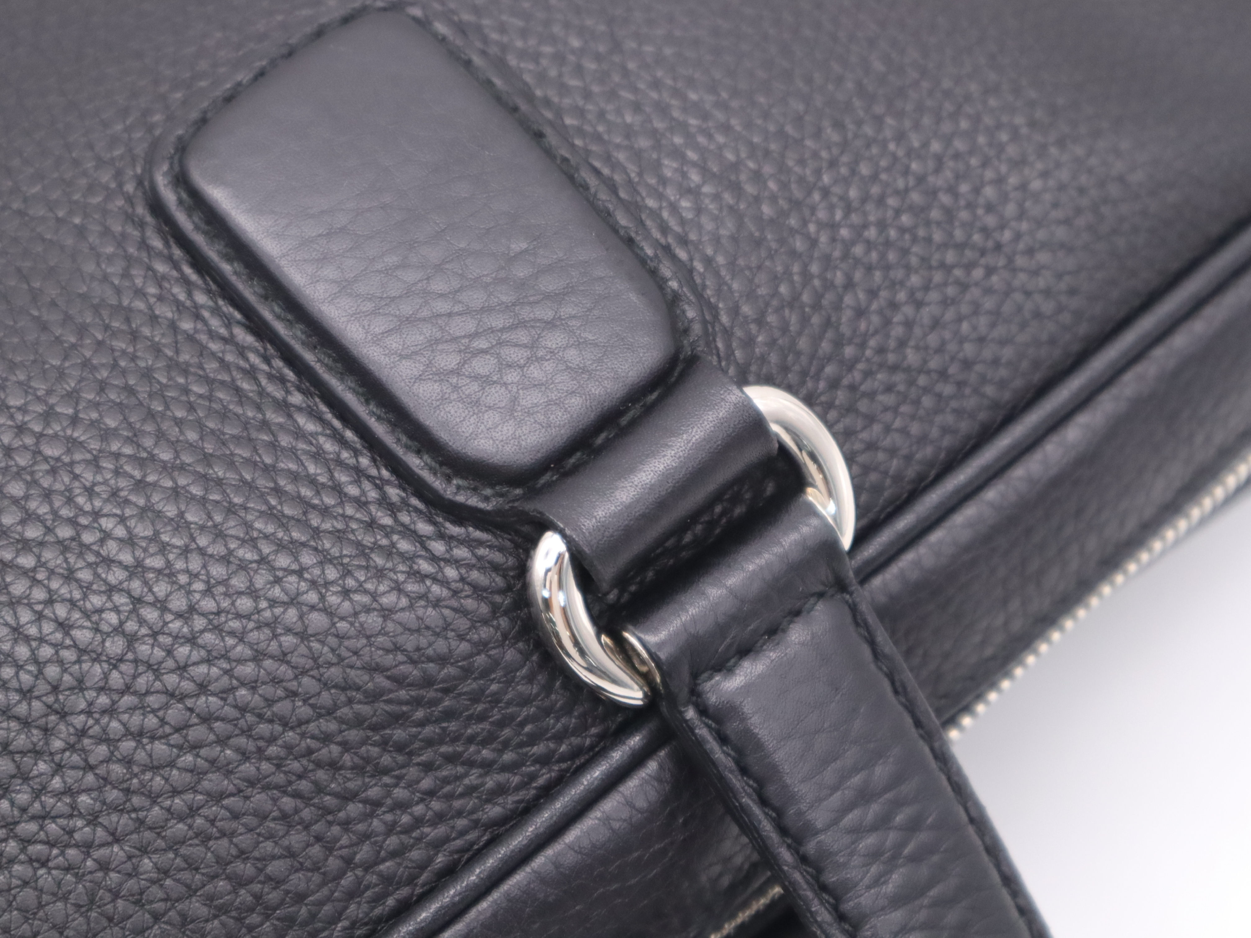322057 Leather Briefcase with Shoulder Strap, Black, Silver Hardware, Handbag — view 8