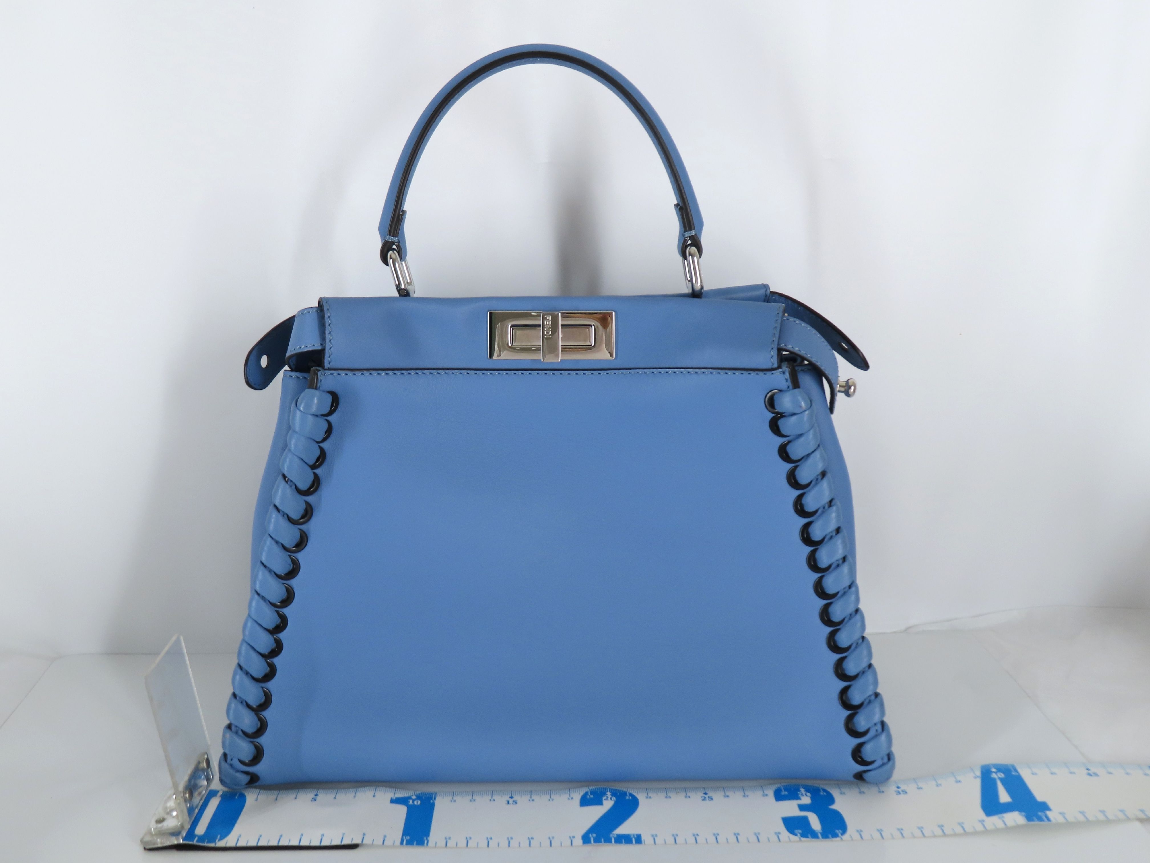 Peekaboo Regular Leather 2-Way Handbag, Blue, 8BN290 (Handbag) — view 2