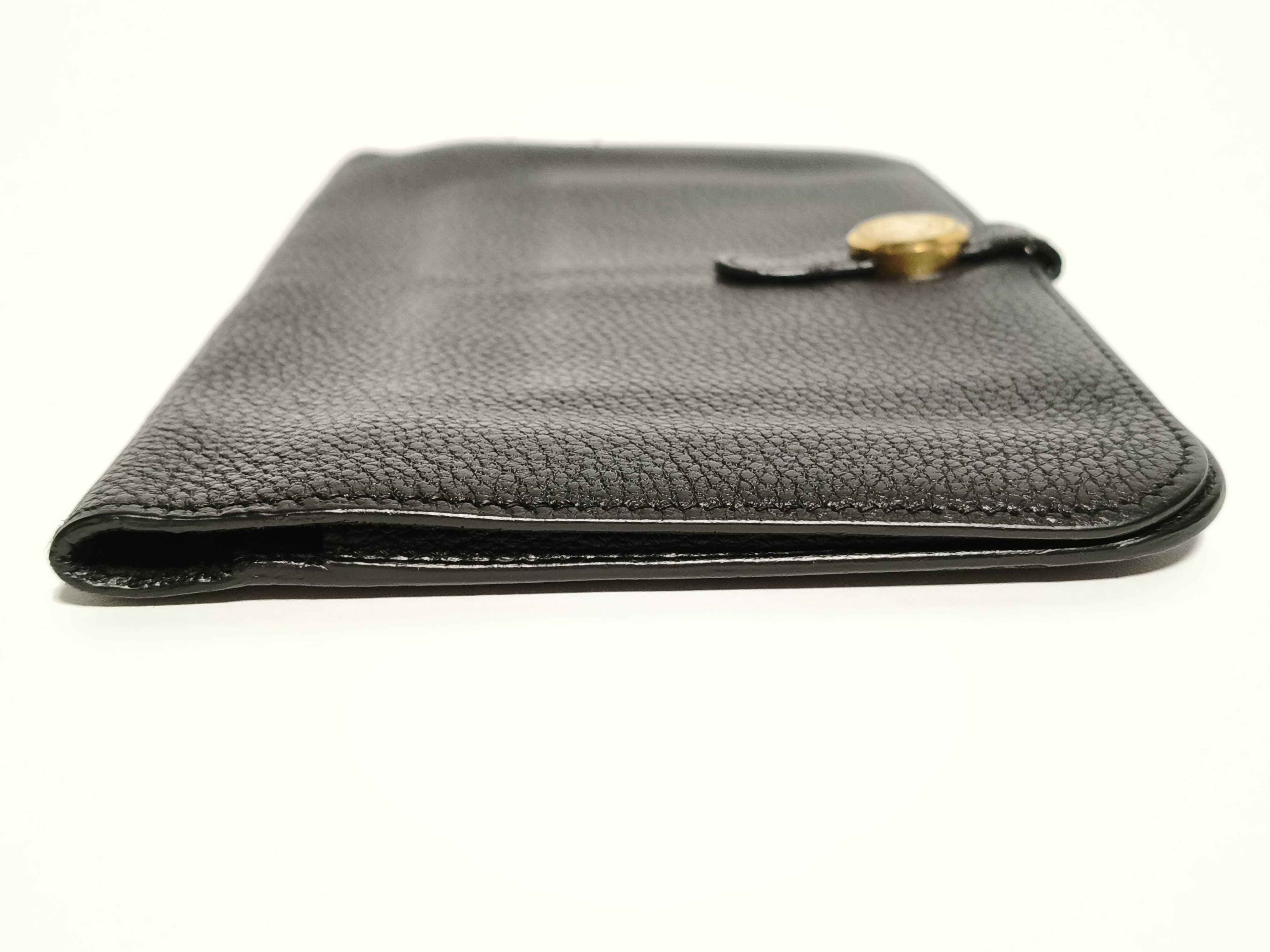 Dogon Leather Bi-fold Long Wallet, Black, with Stamp, Bill Compartment — view 5