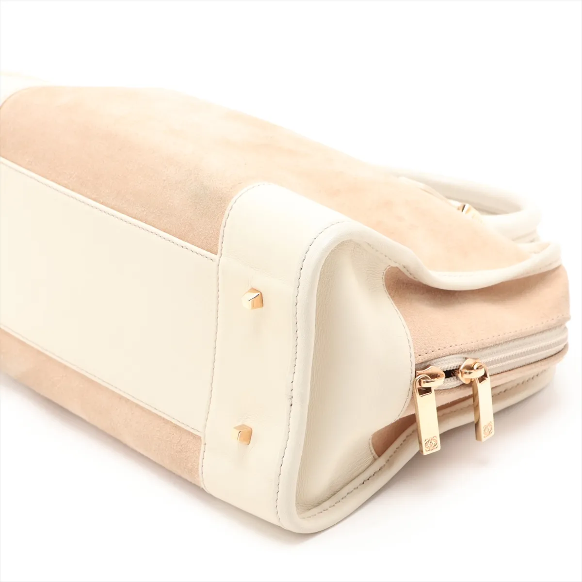 Amazona 28 Suede and Leather Handbag, Beige and Brown — view 3