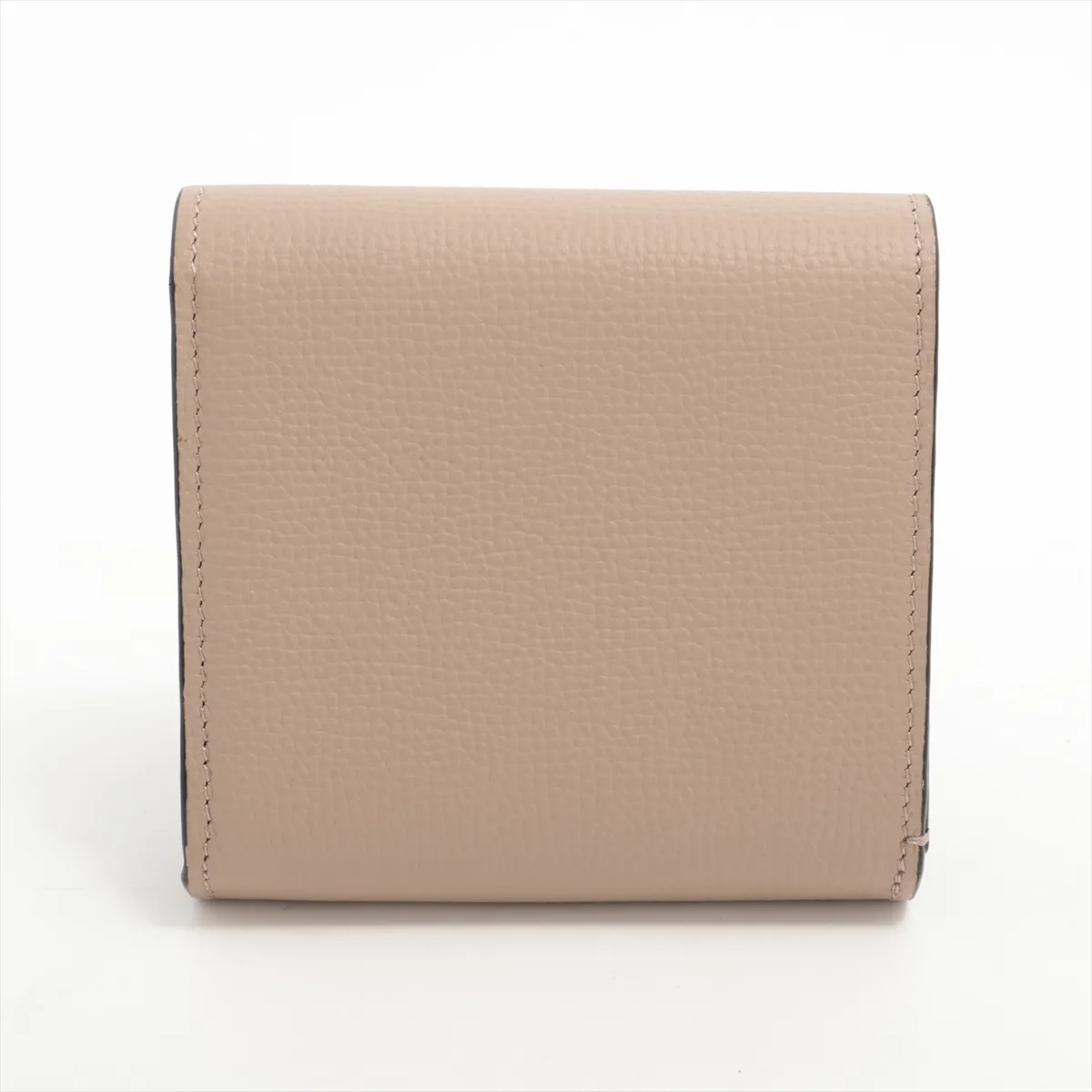 Anagram Trifold Leather Compact Wallet, Beige — view 2