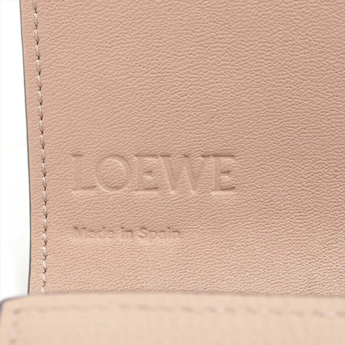 Anagram Trifold Leather Compact Wallet, Beige — view 7