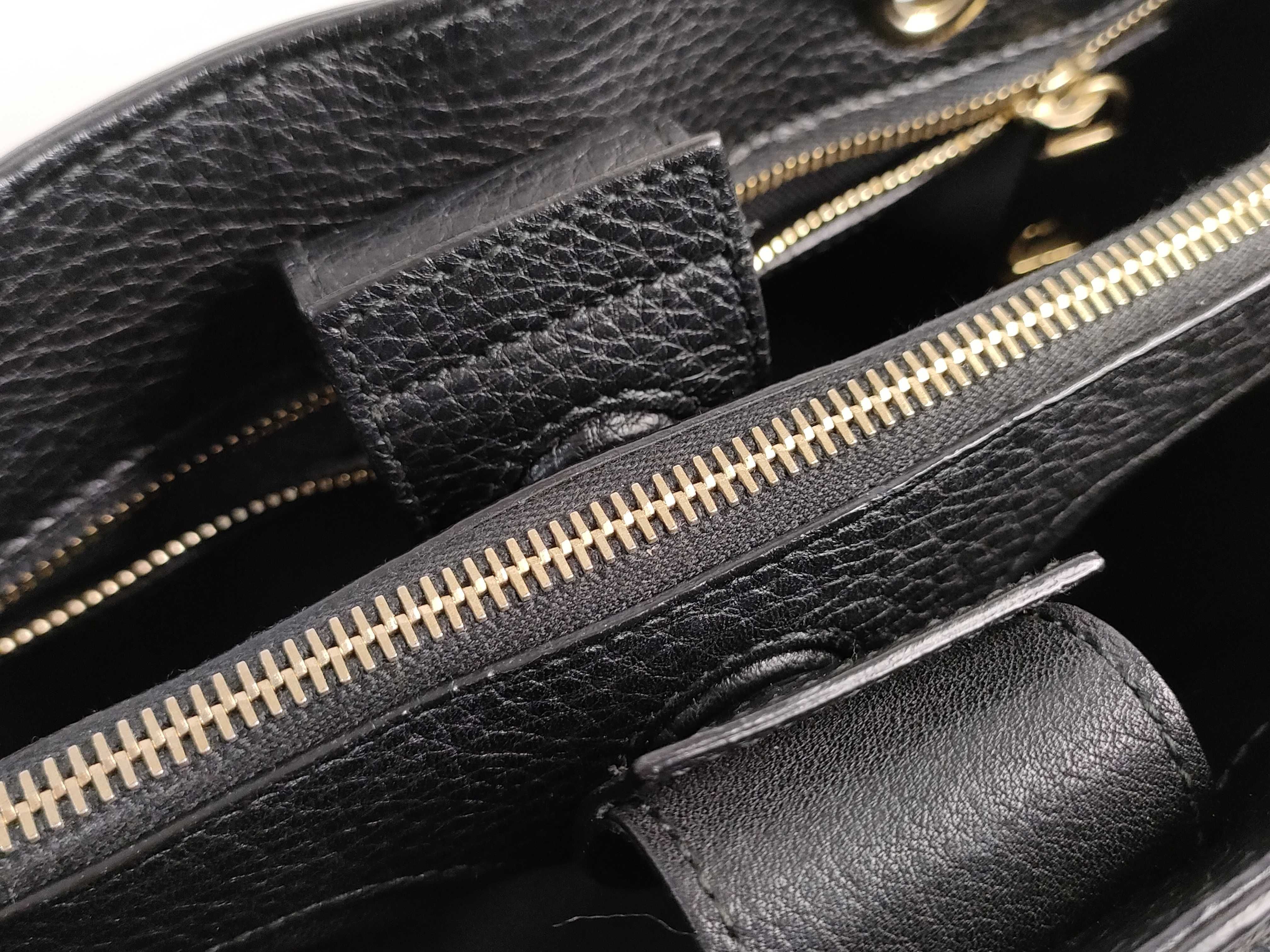 Bamboo Shopper Medium Size Leather Tote Bag Handbag 2-Way Shoulder Bag Black 323660 Handbag — view 8