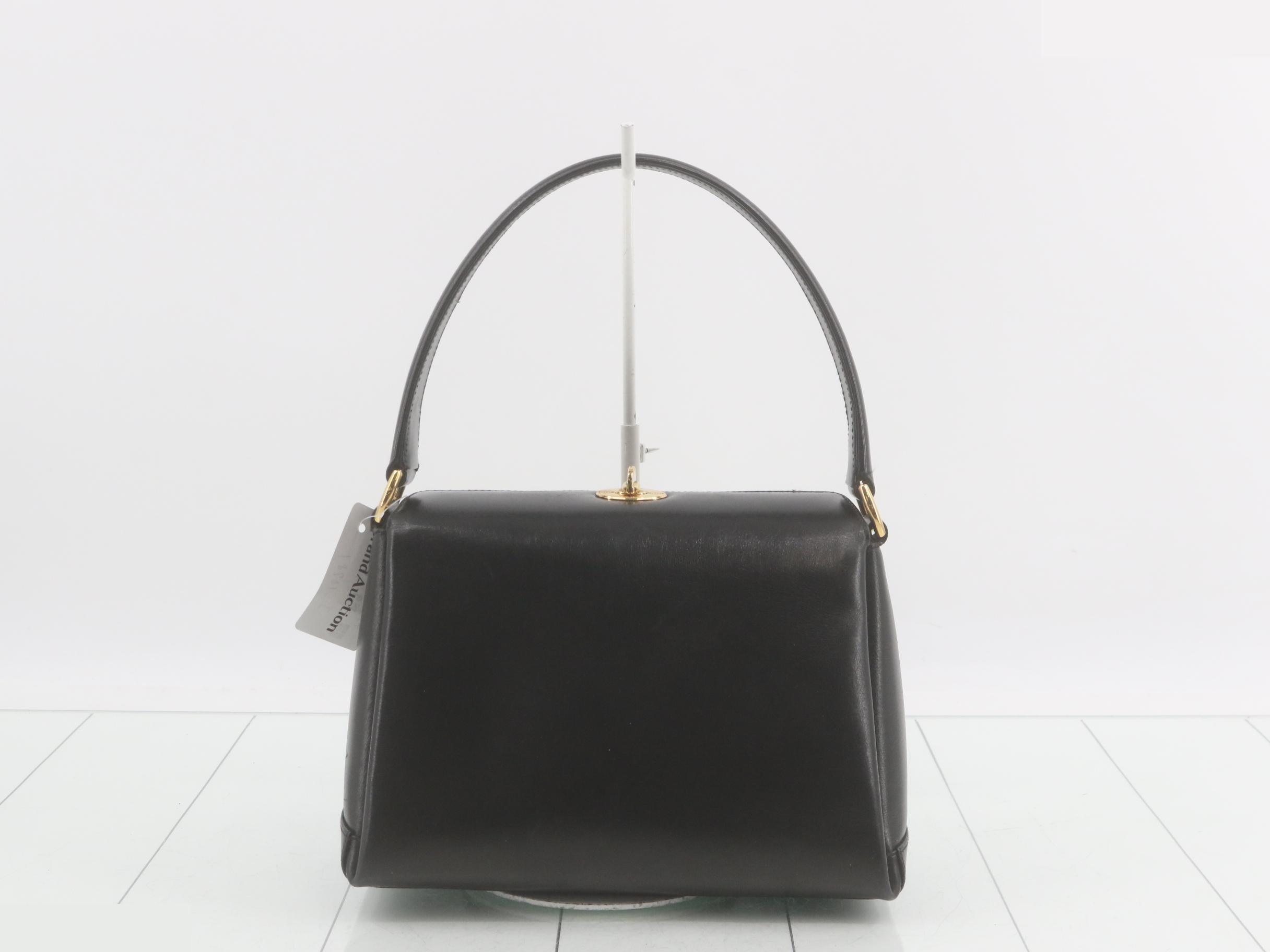 Handbag, leather, black, turn-lock closure — view 2