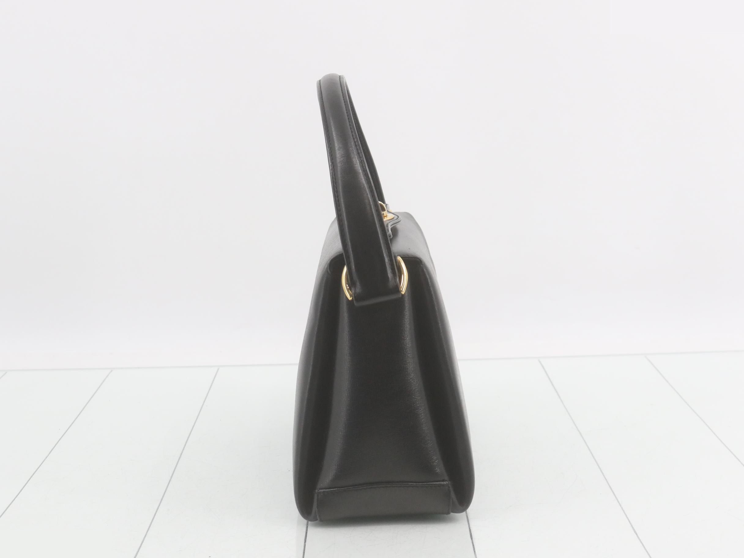 Handbag, leather, black, turn-lock closure — view 4