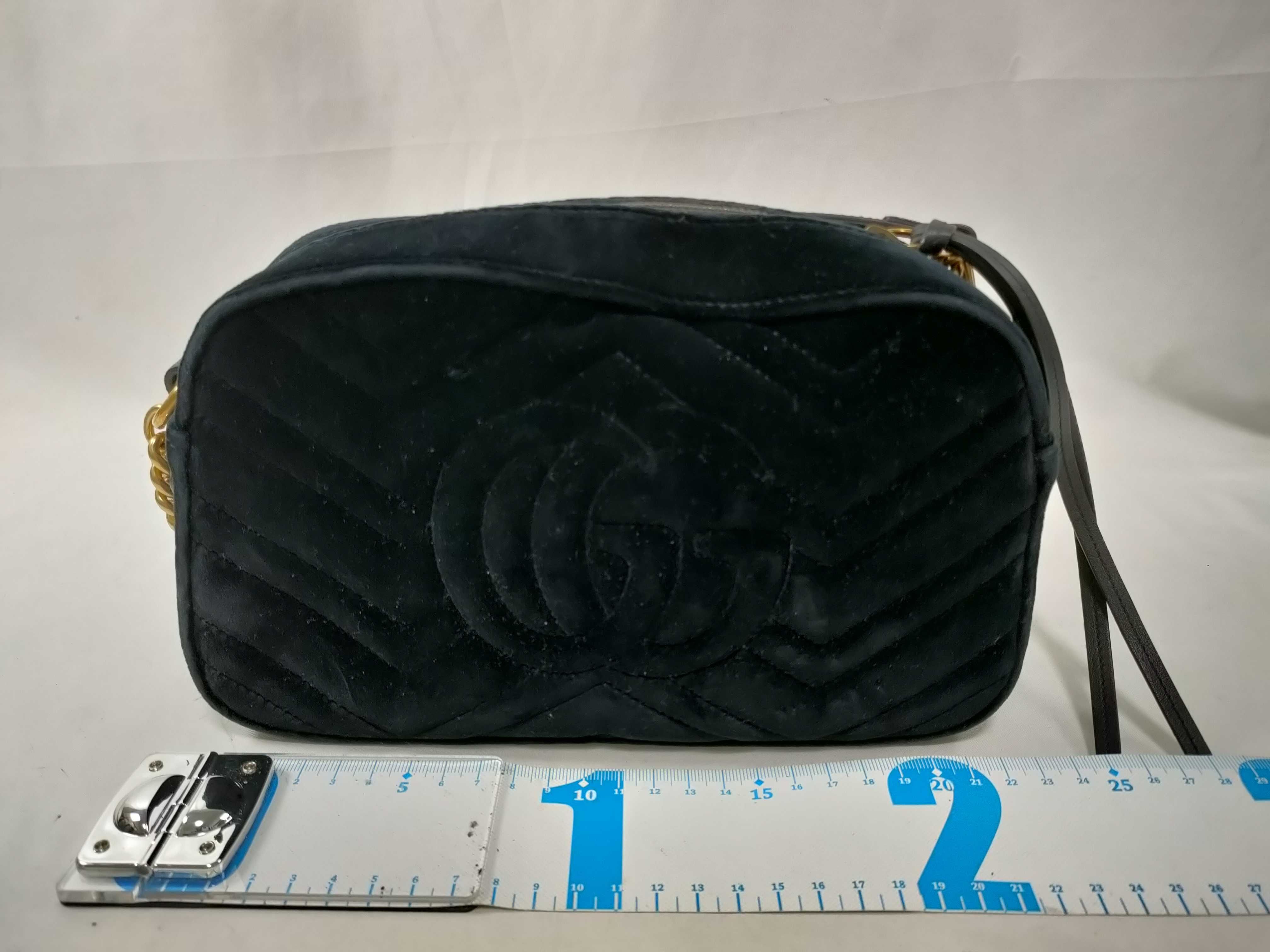 ID- GG Marmont velour x cow skin chain shoulder bag Black 447632 Shoulder bag — view 2