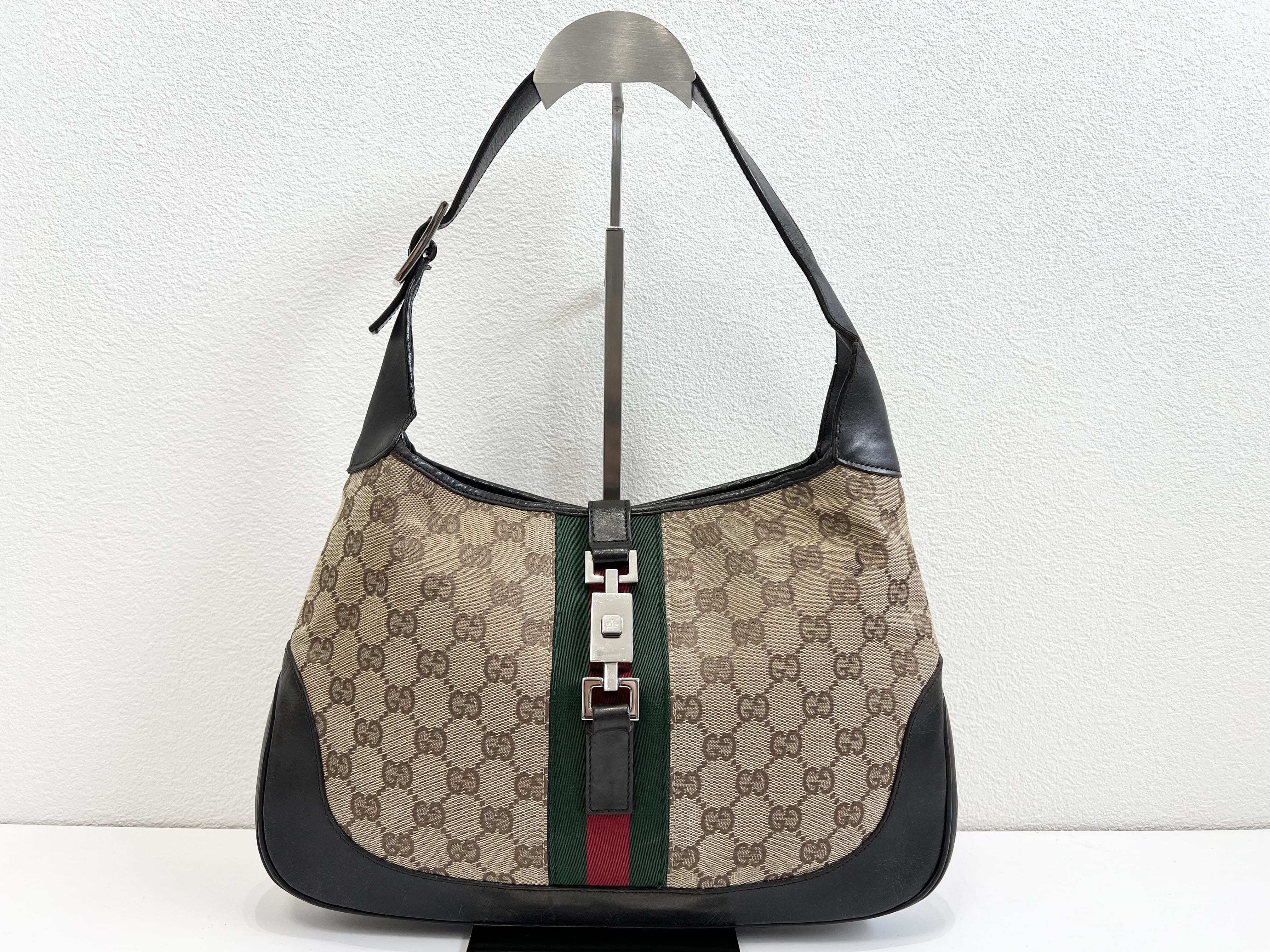 Jackie Sherry Line GG Leather Canvas Shoulder Bag Handbag One