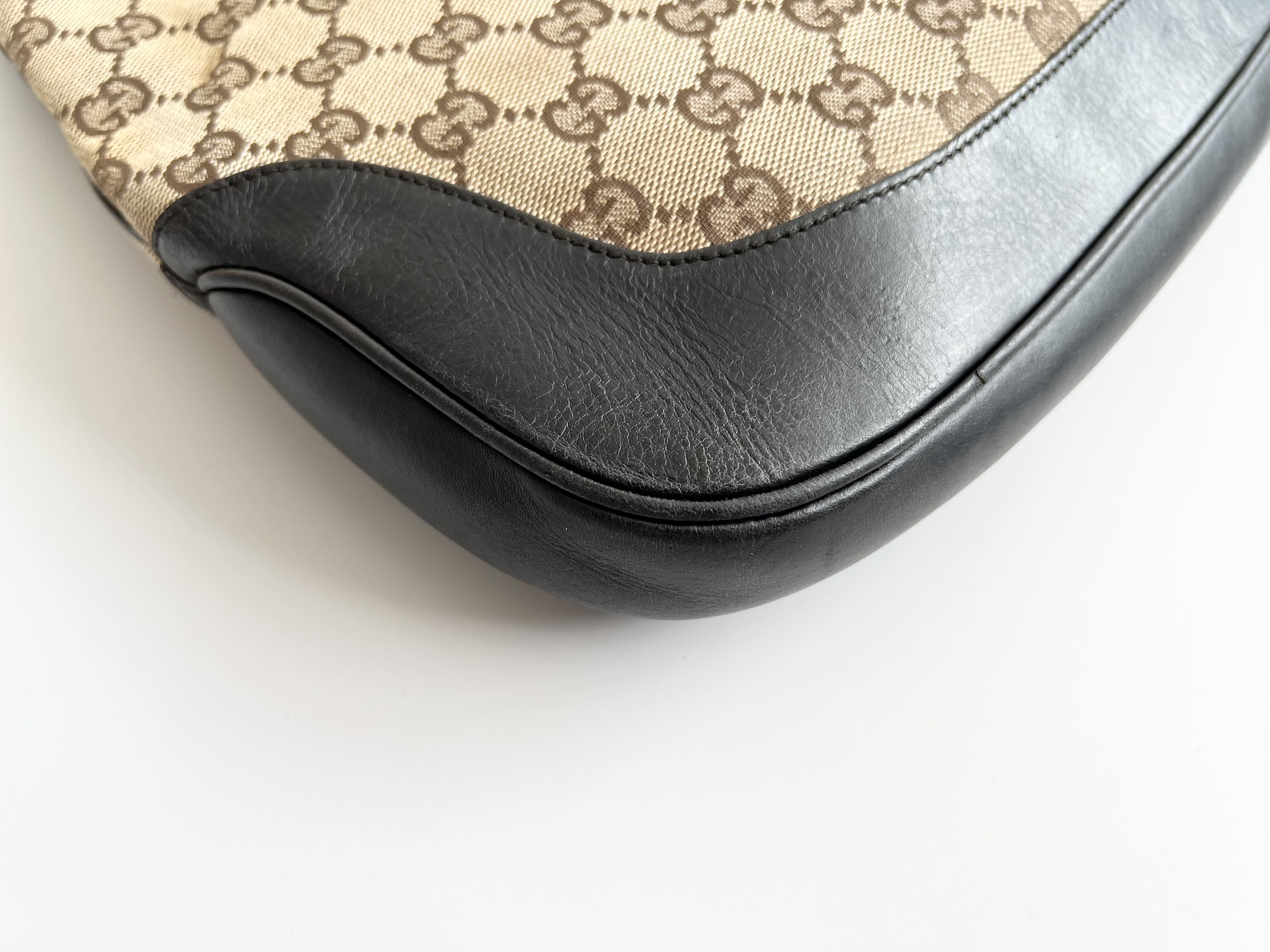 Jackie Sherry Line GG Leather Canvas Shoulder Bag Handbag One — view 12