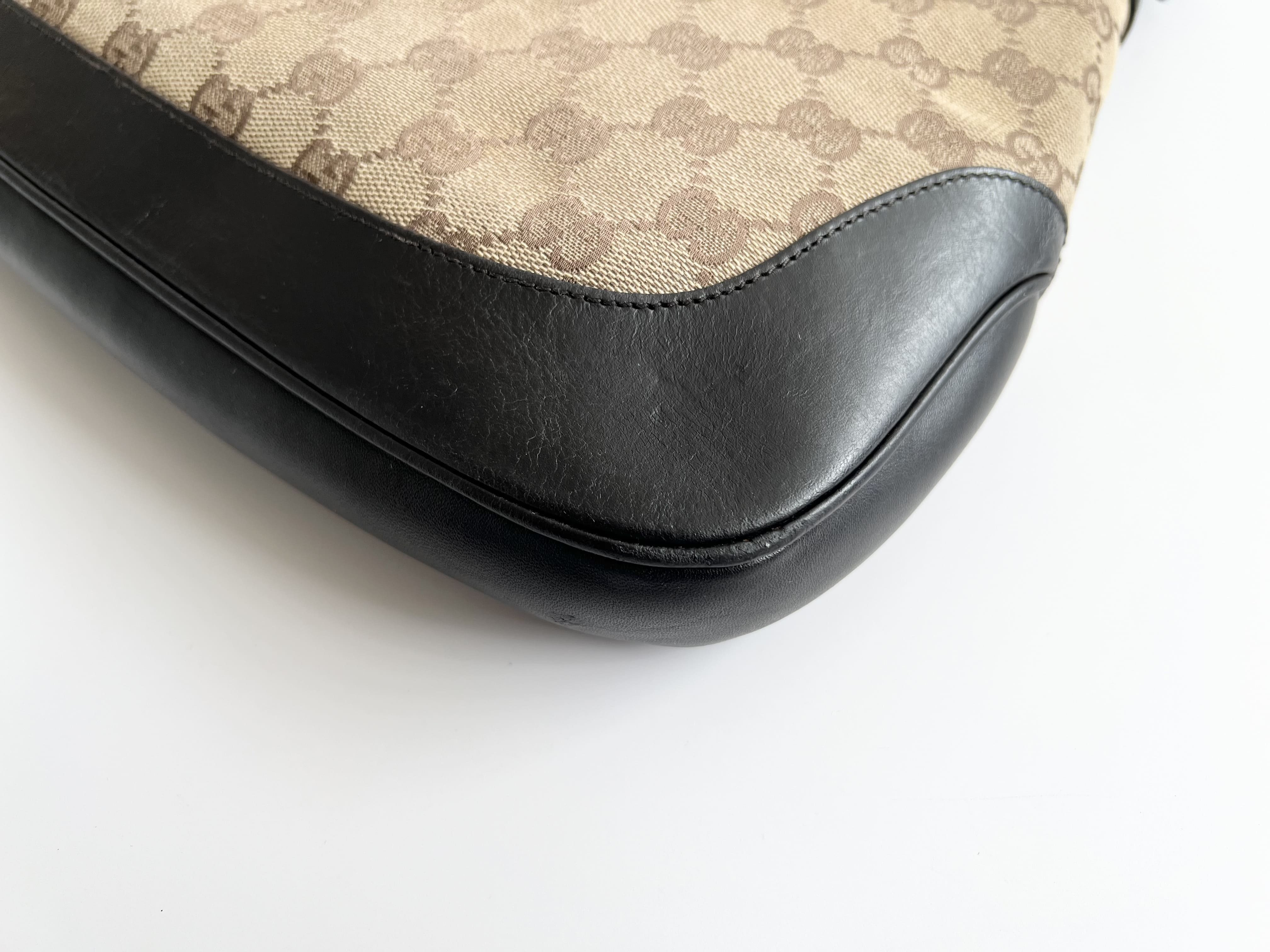 Jackie Sherry Line GG Leather Canvas Shoulder Bag Handbag One — view 13