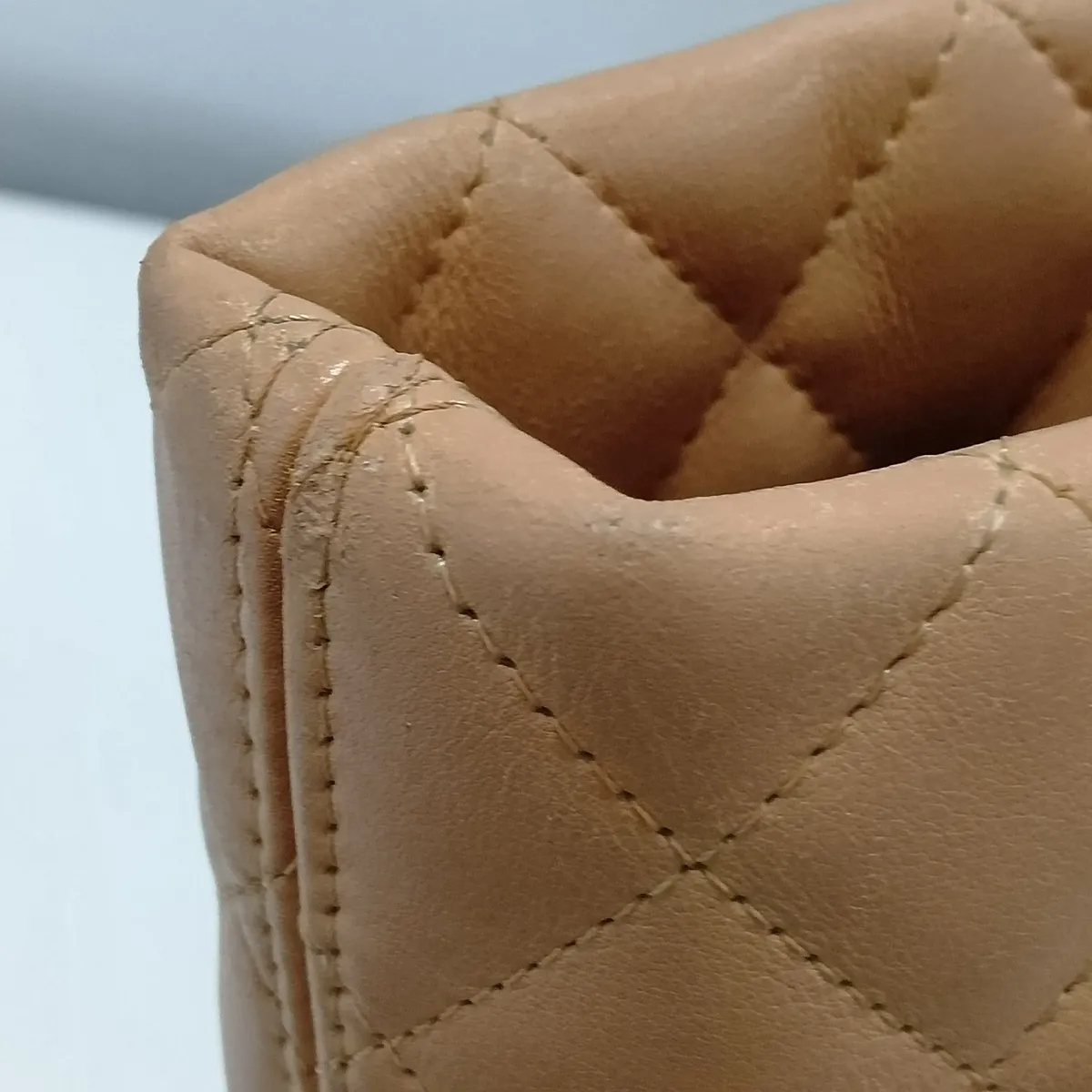 Cambon Line Lambskin Tote Bag, Beige x Black, Silver Hardware, 9122011, Series 9 — view 13