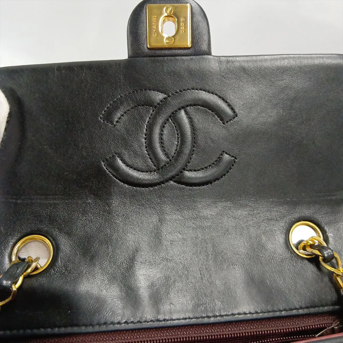 Mini Matelassé 20 Lambskin Single Flap Single Chain Bag, Black with Gold Hardware, 2486185, Series 2, A69900 — view 12
