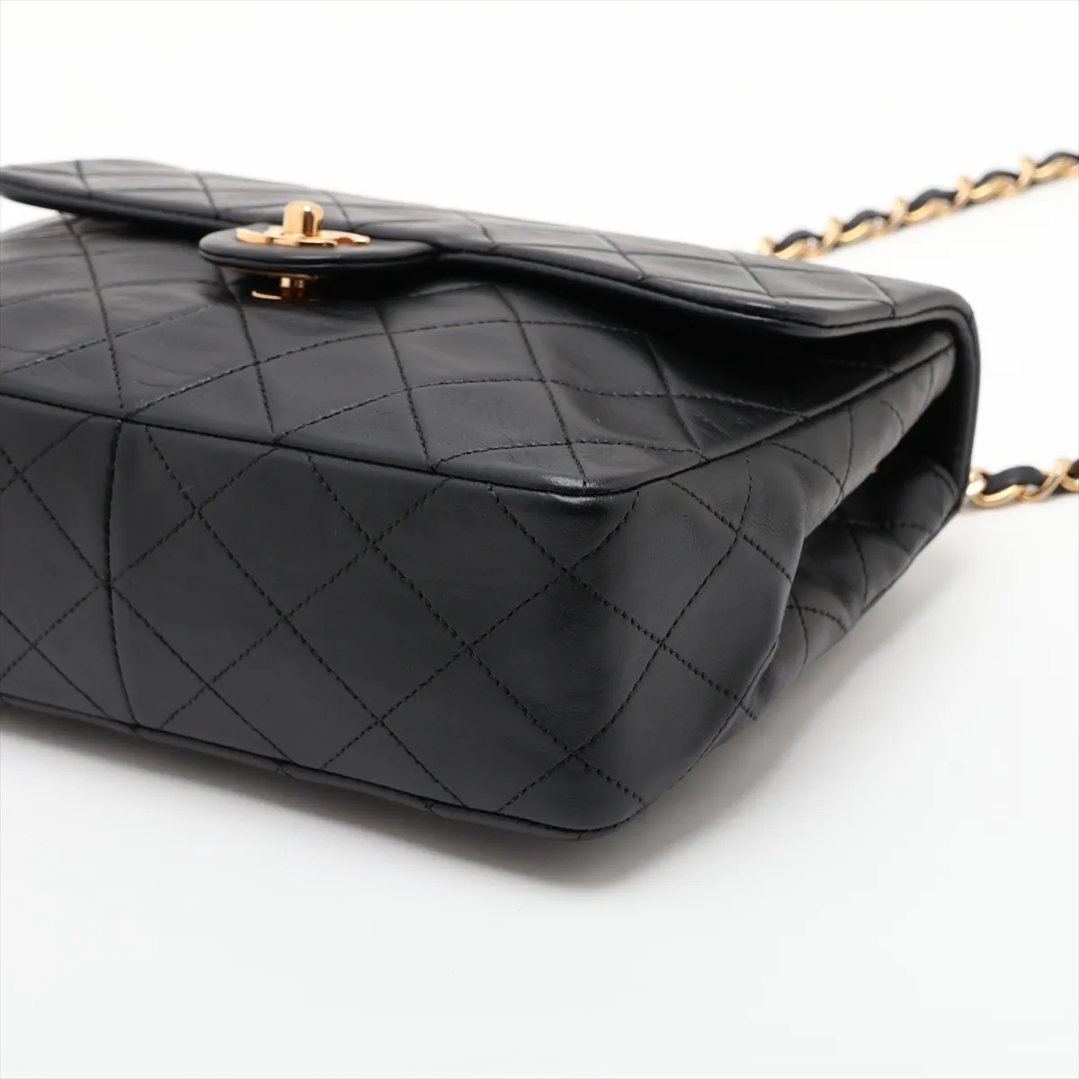 Mini Matelassé 20 Lambskin Single Flap Single Chain Bag, Black with Gold Hardware, 2486185, Series 2, A69900 — view 3