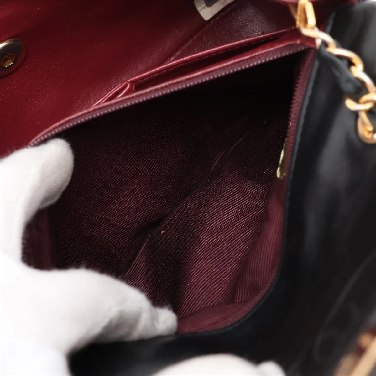 Mini Matelassé 20 Lambskin Single Flap Single Chain Bag, Black with Gold Hardware, 2486185, Series 2, A69900 — view 7