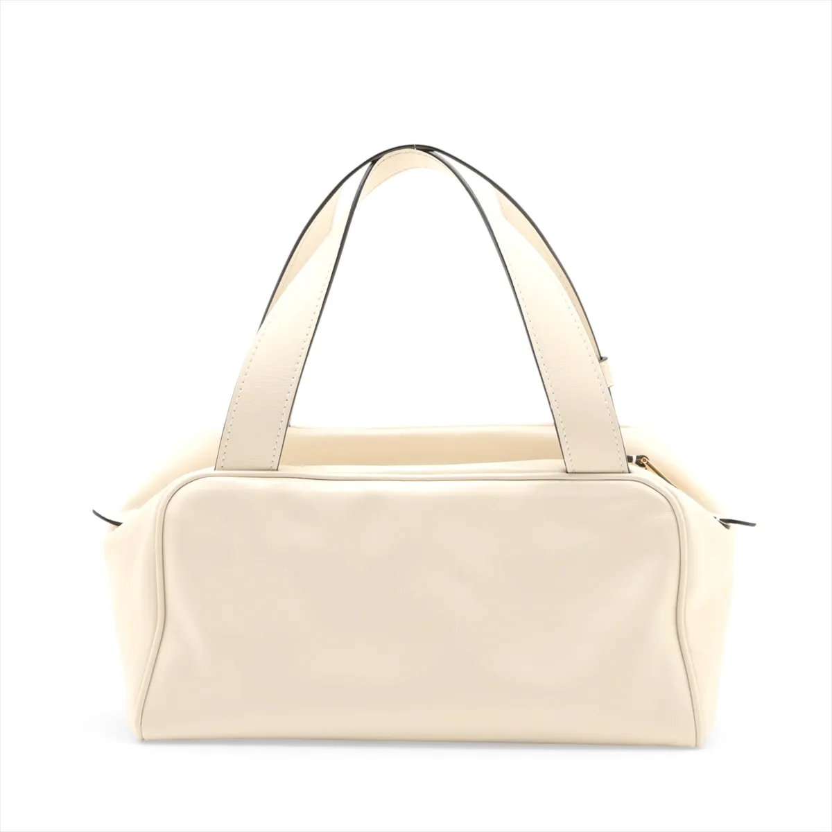 Leather Handbag, White, 5BB182 — view 2