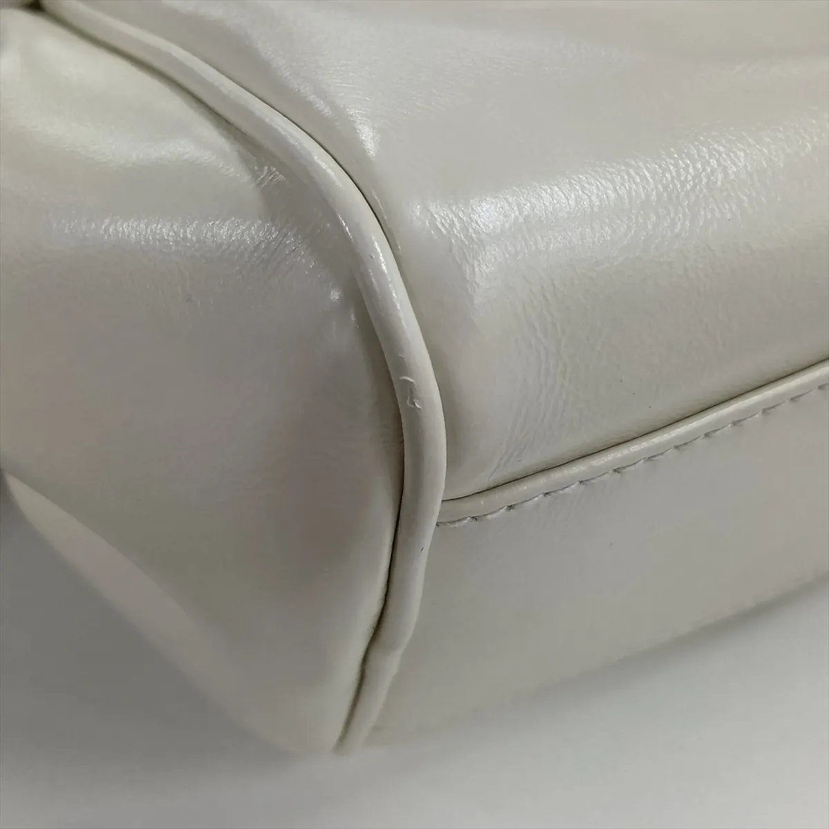 Leather Handbag, White, 5BB182 — view 12