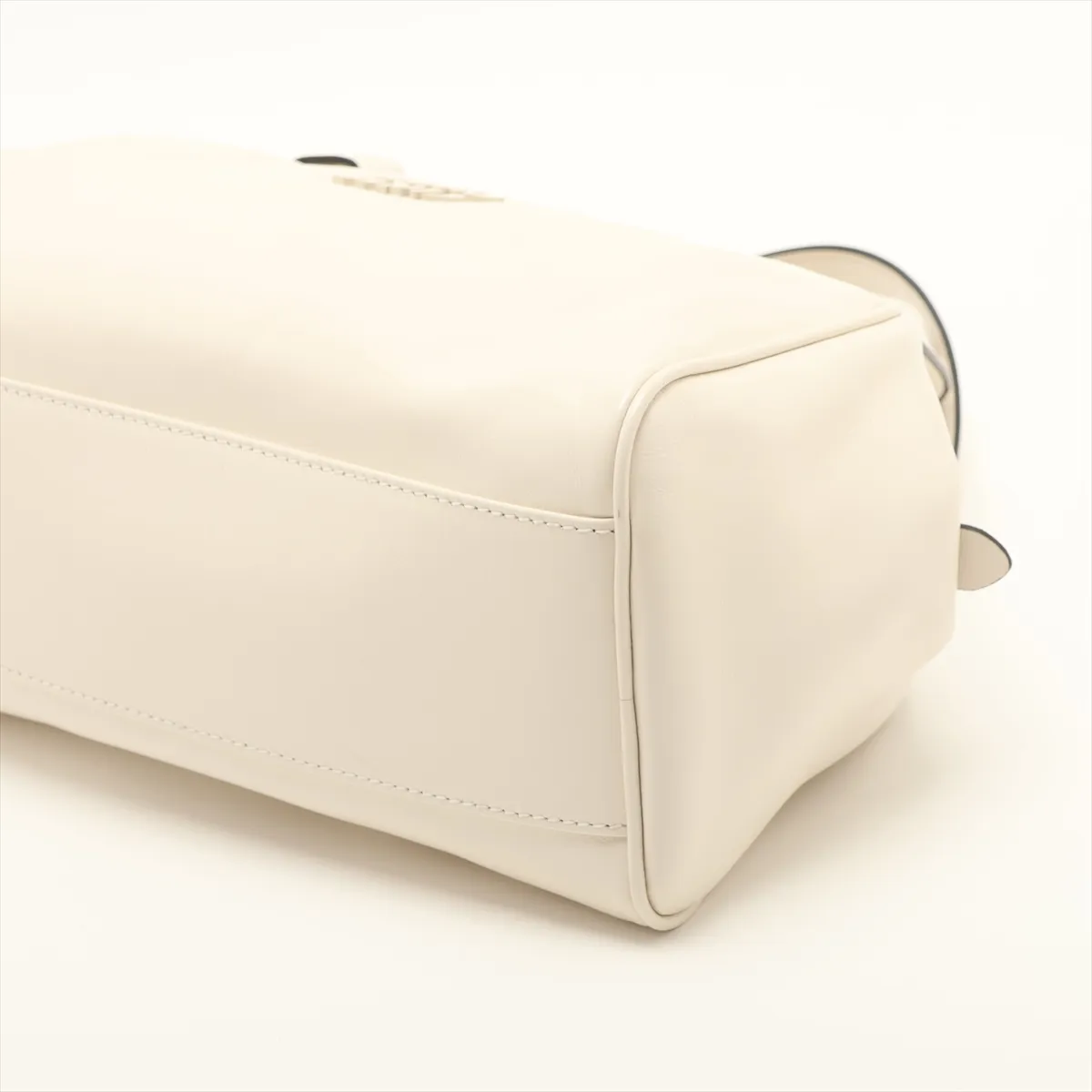 Leather Handbag, White, 5BB182 — view 3