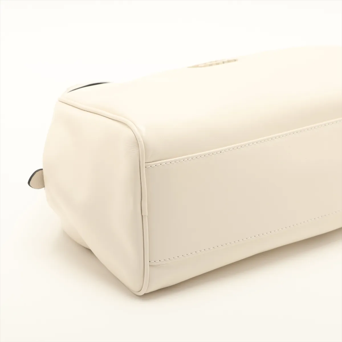 Leather Handbag, White, 5BB182 — view 4