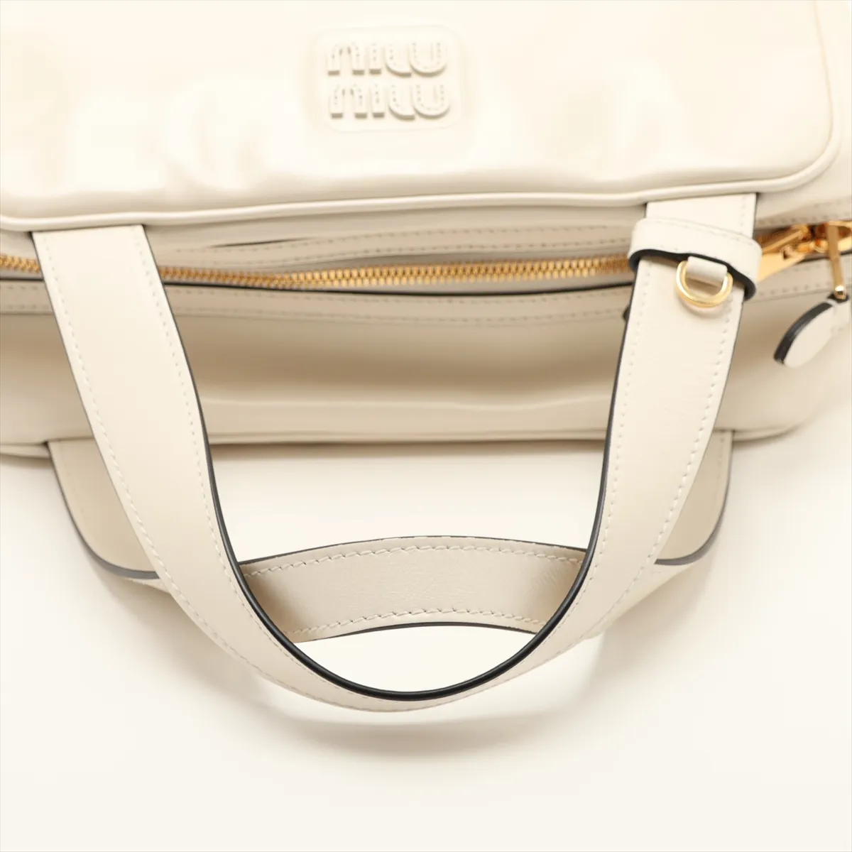 Leather Handbag, White, 5BB182 — view 5
