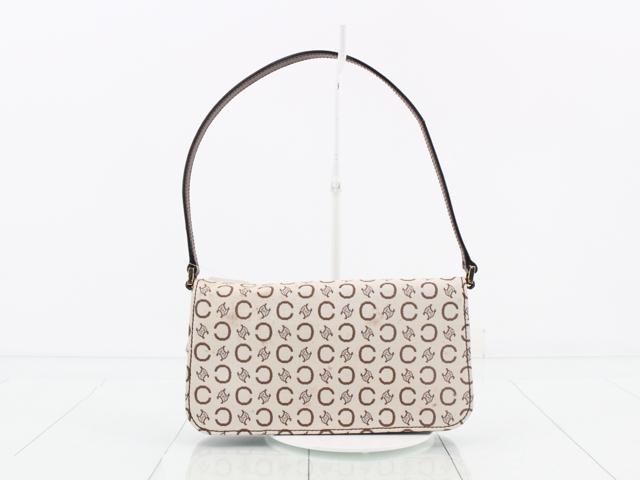 C Macadam One-Shoulder Bag, White/Brown Canvas — view 2