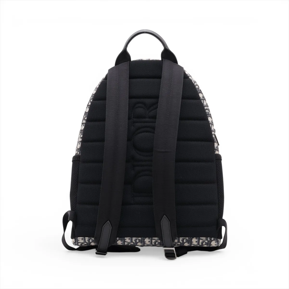 Oblique Canvas x Leather Backpack/Rucksack, Navy — view 2