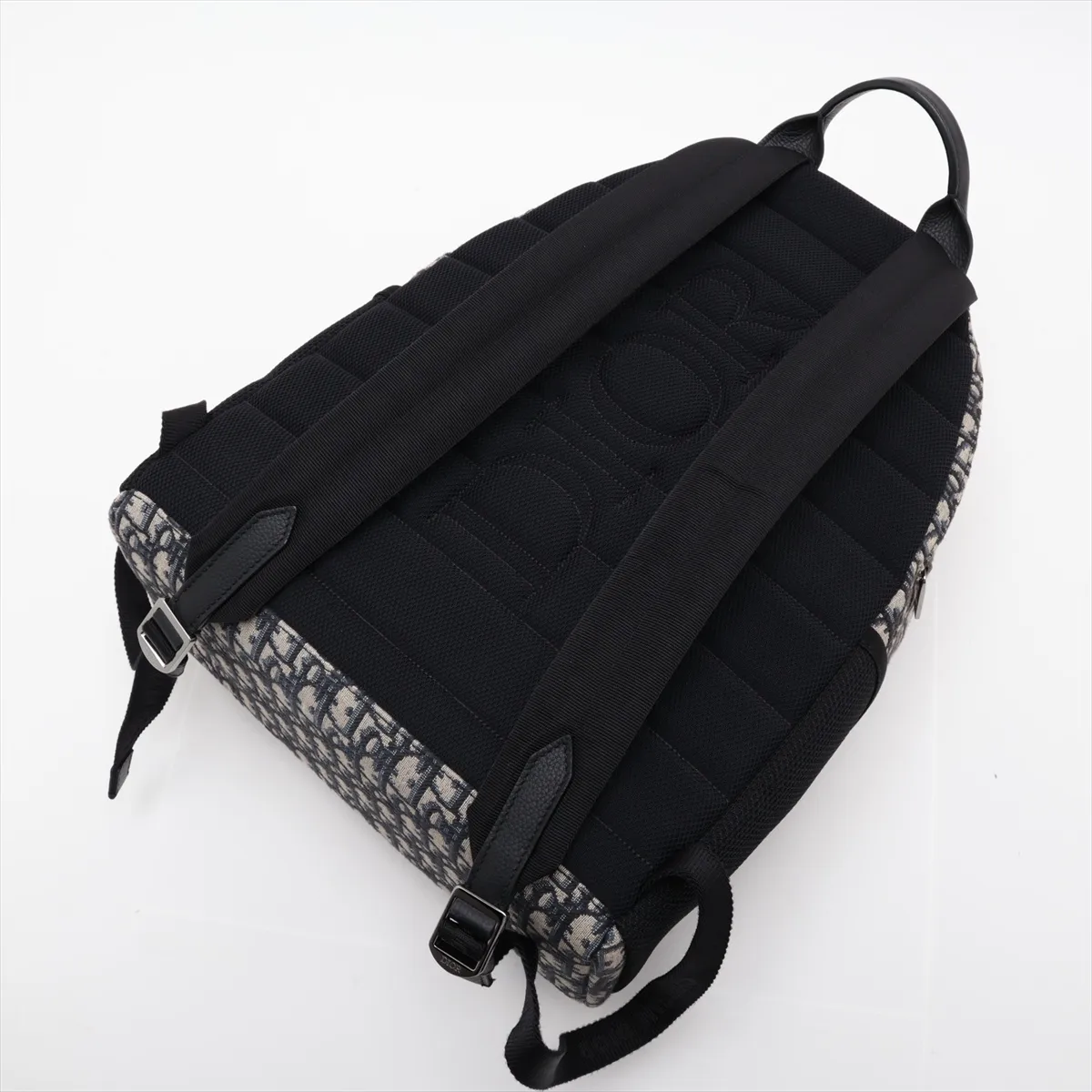 Oblique Canvas x Leather Backpack/Rucksack, Navy — view 5