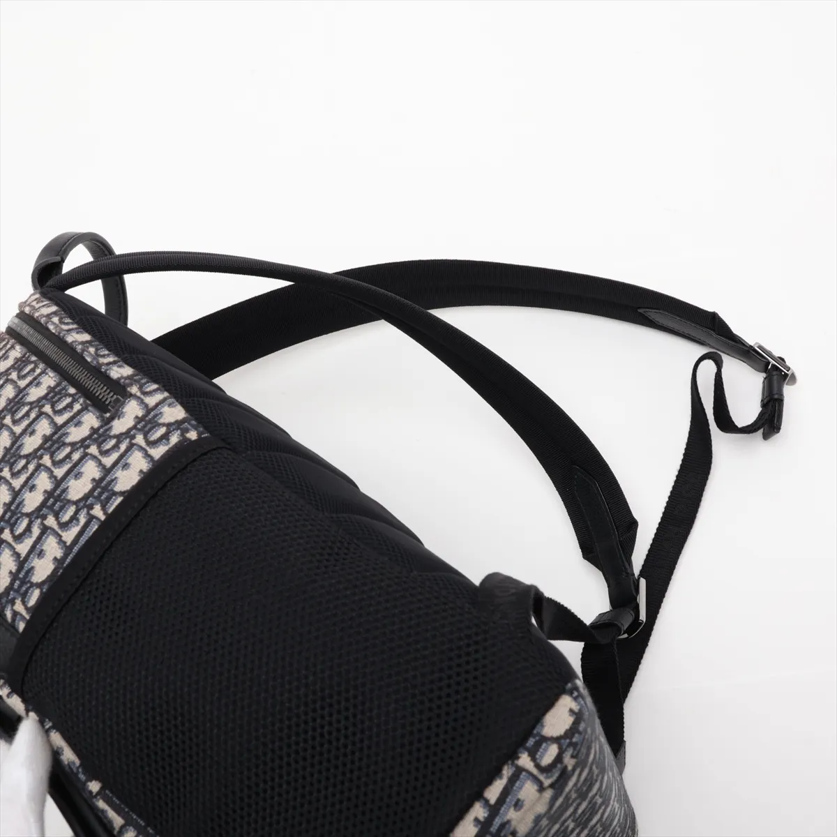 Oblique Canvas x Leather Backpack/Rucksack, Navy — view 6