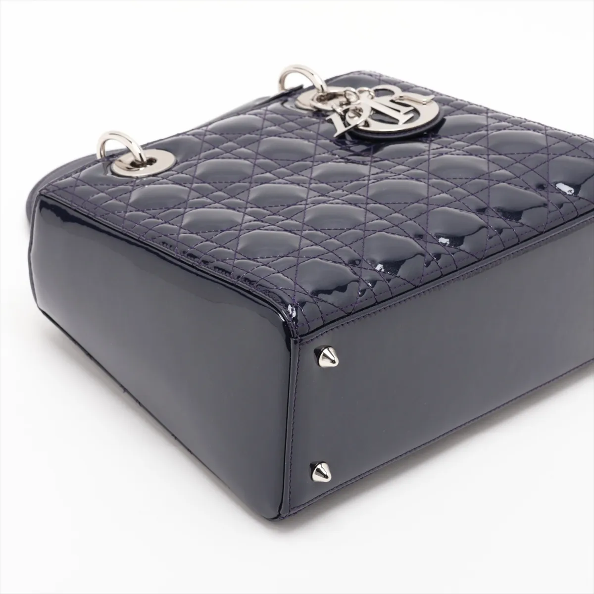 Cannage Lady Dior Patent Leather 2-Way Handbag, Blue — view 4
