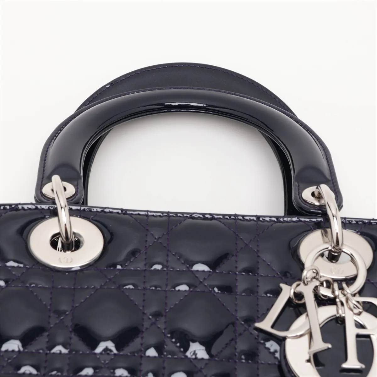 Cannage Lady Dior Patent Leather 2-Way Handbag, Blue — view 6