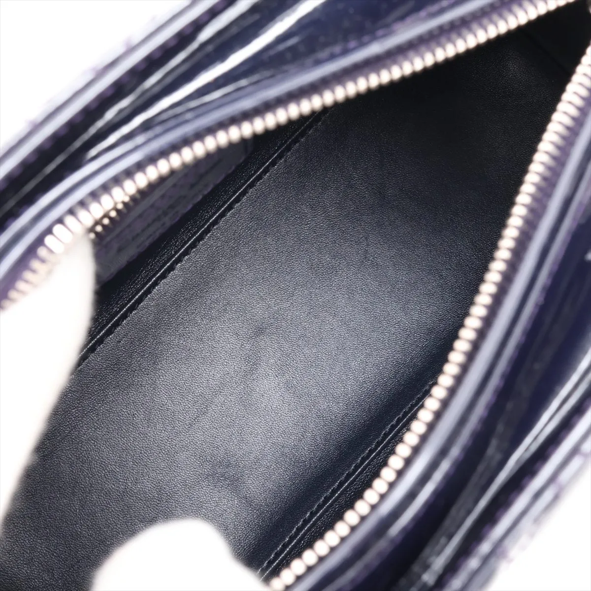 Cannage Lady Dior Patent Leather 2-Way Handbag, Blue — view 8