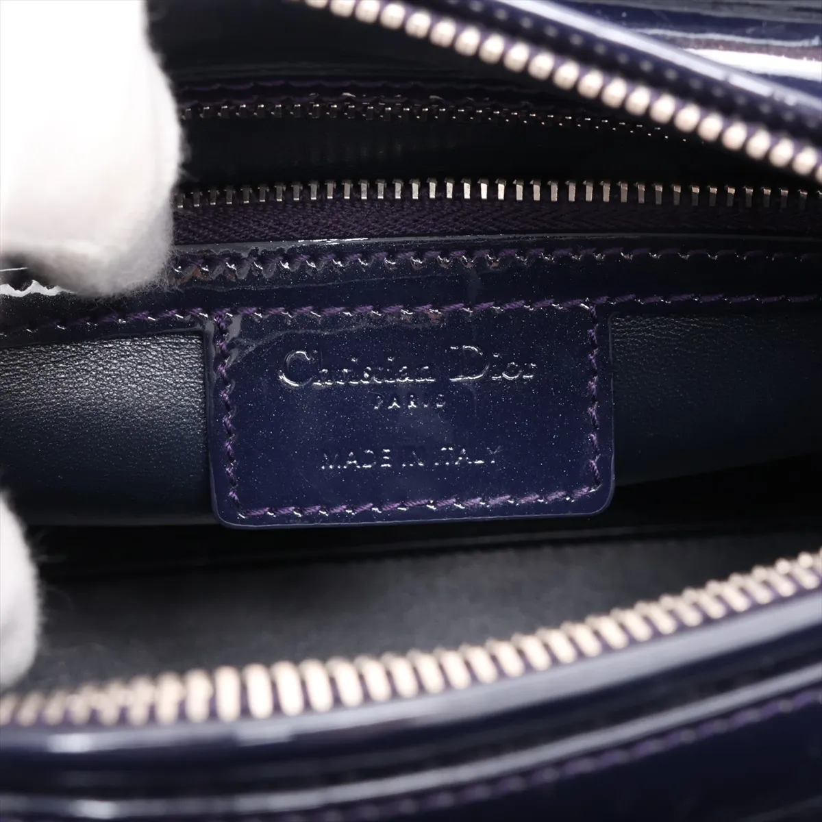 Cannage Lady Dior Patent Leather 2-Way Handbag, Blue — view 10