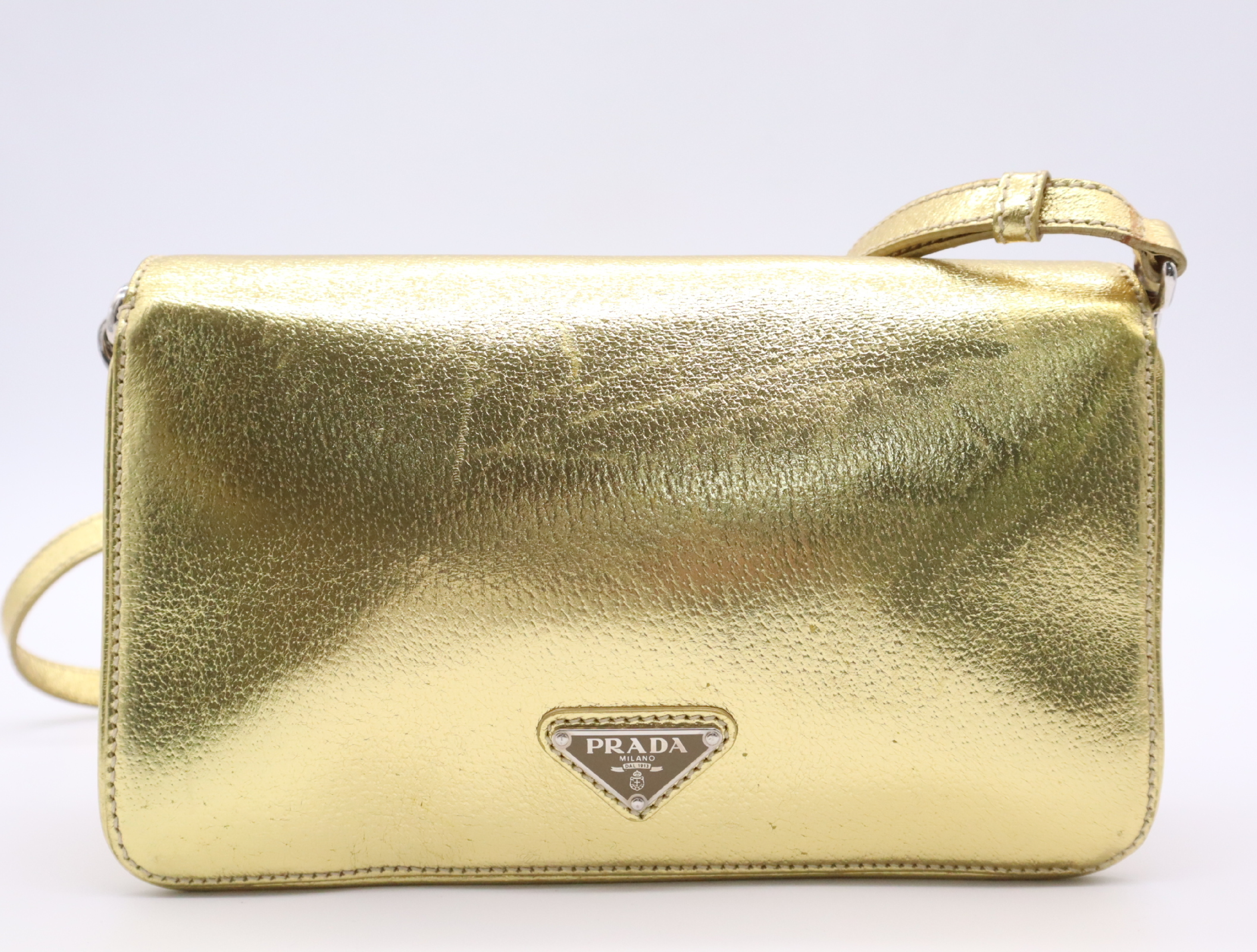 Leather Logo Gold Shoulder Bag with Shoulder Strap and Guarantee Card — view 2