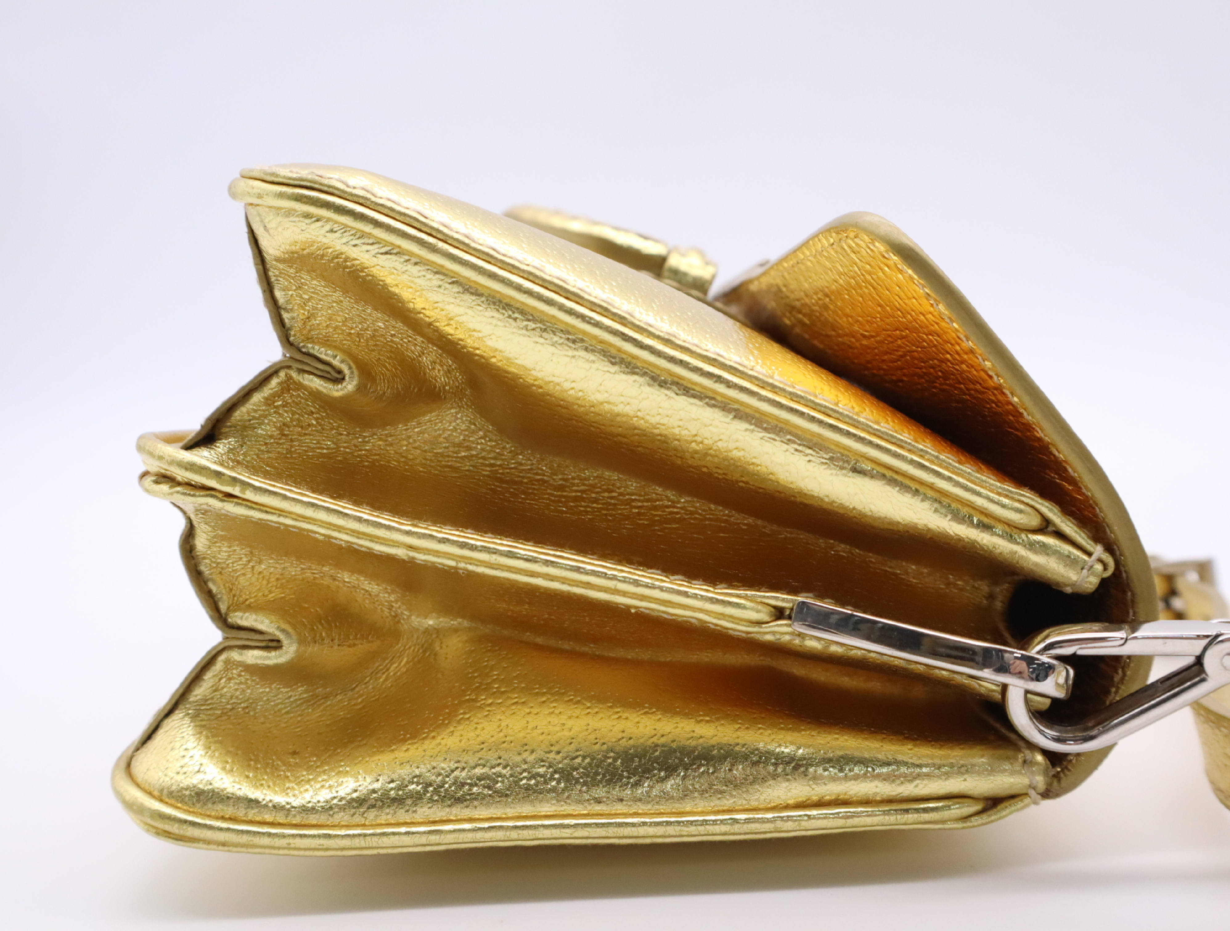 Leather Logo Gold Shoulder Bag with Shoulder Strap and Guarantee Card — view 5